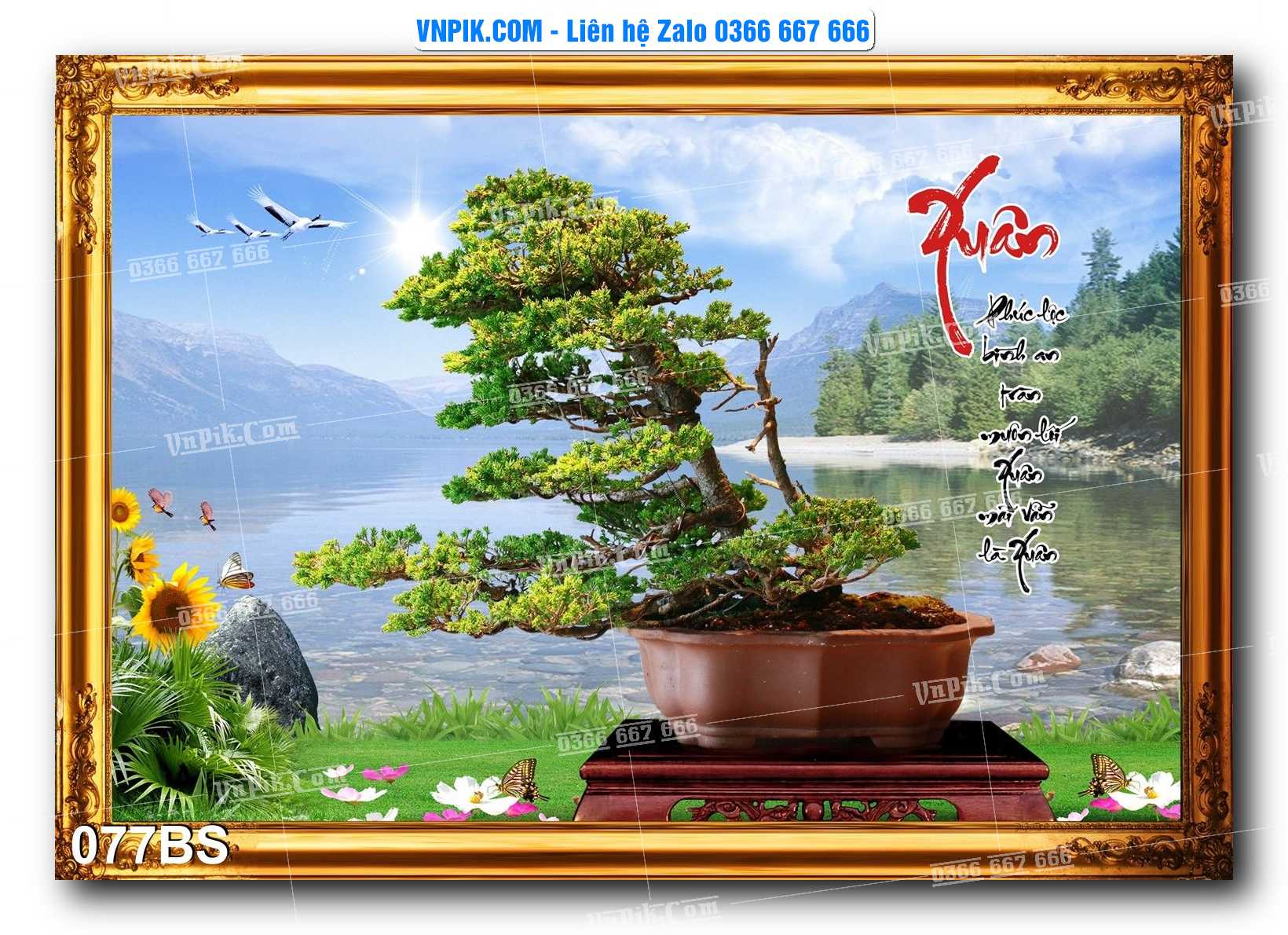 File PSD Tranh Bon Sai Cây Cảnh Trang Trí Siêu Đẹp Mã File 077BS
