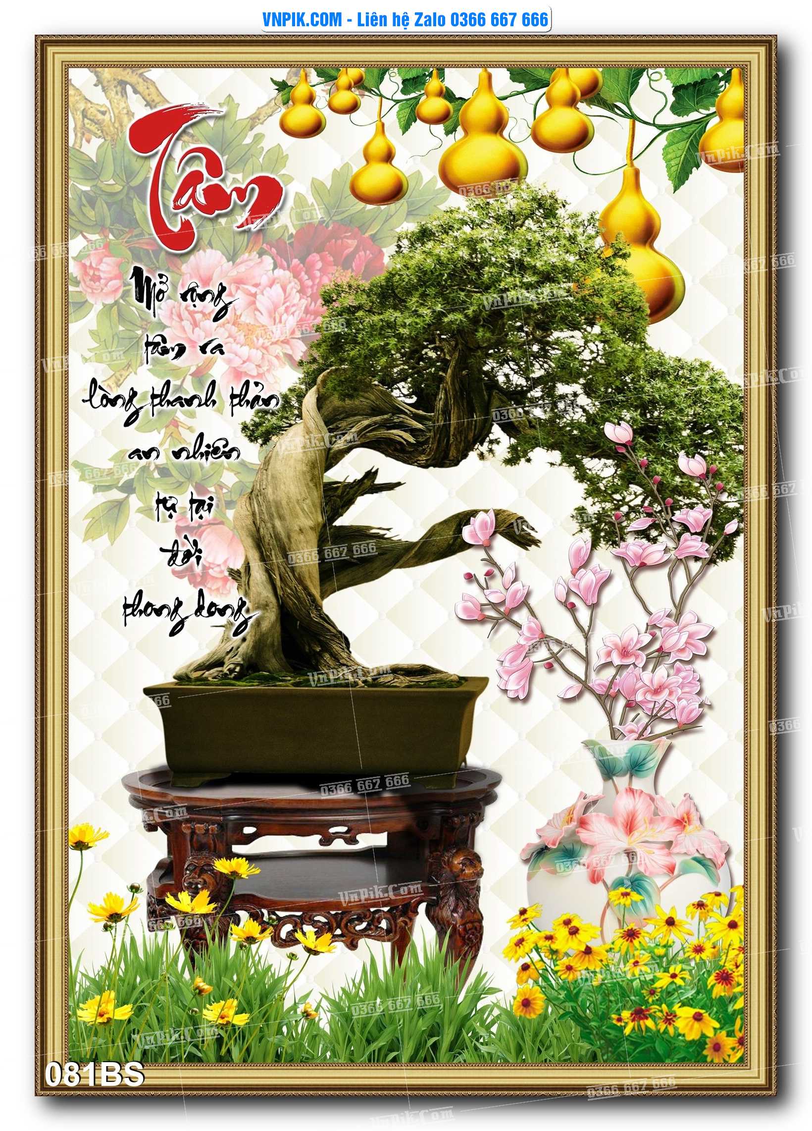 File PSD Tranh Bon Sai Cây Cảnh Trang Trí Siêu Đẹp Mã File 081BS
