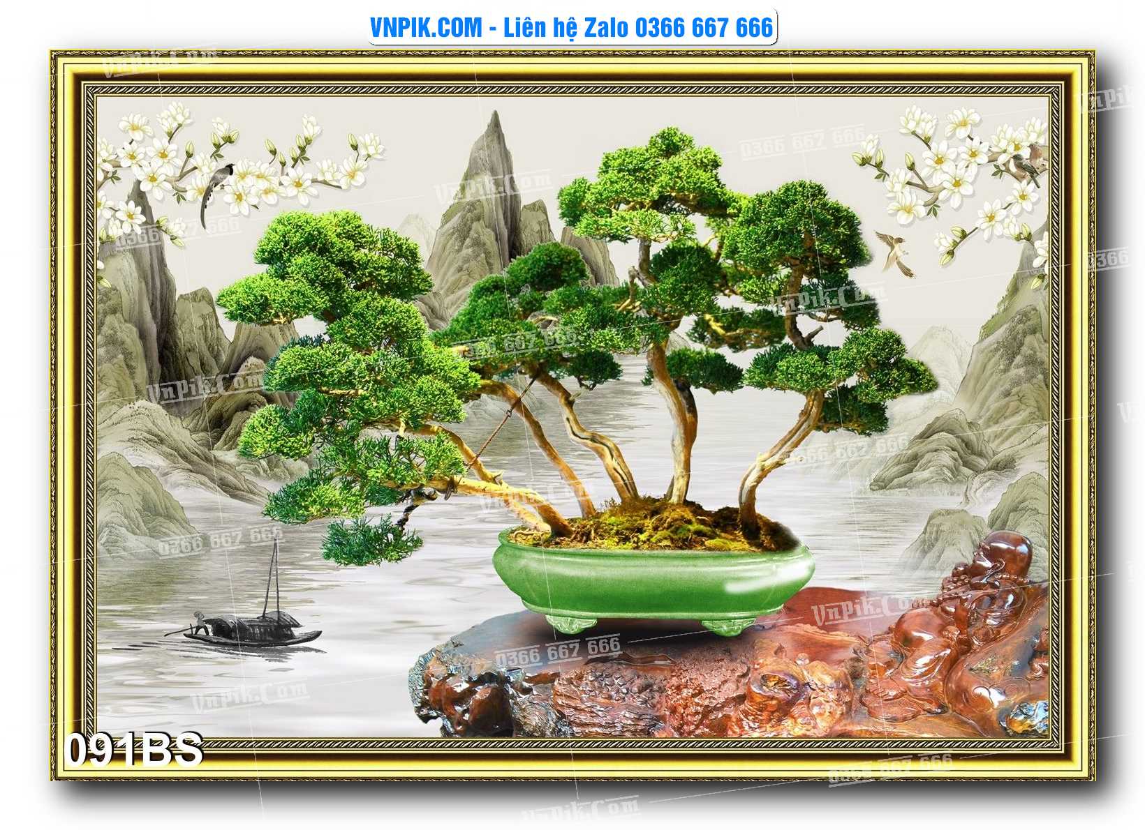 File PSD Tranh Bon Sai Cây Cảnh Trang Trí Siêu Đẹp Mã File 091BS