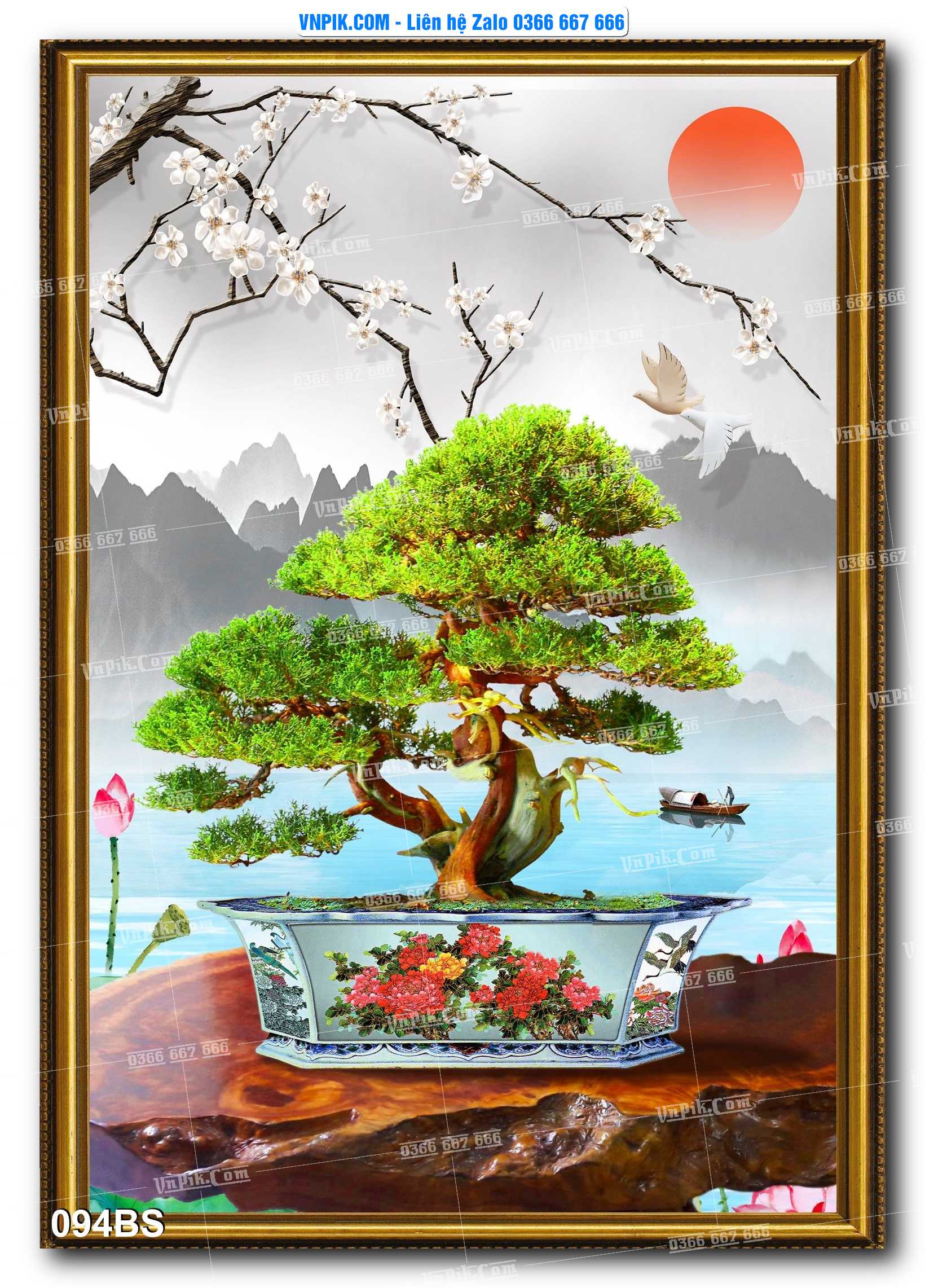 File PSD Tranh Bon Sai Cây Cảnh Trang Trí Siêu Đẹp Mã File 094BS