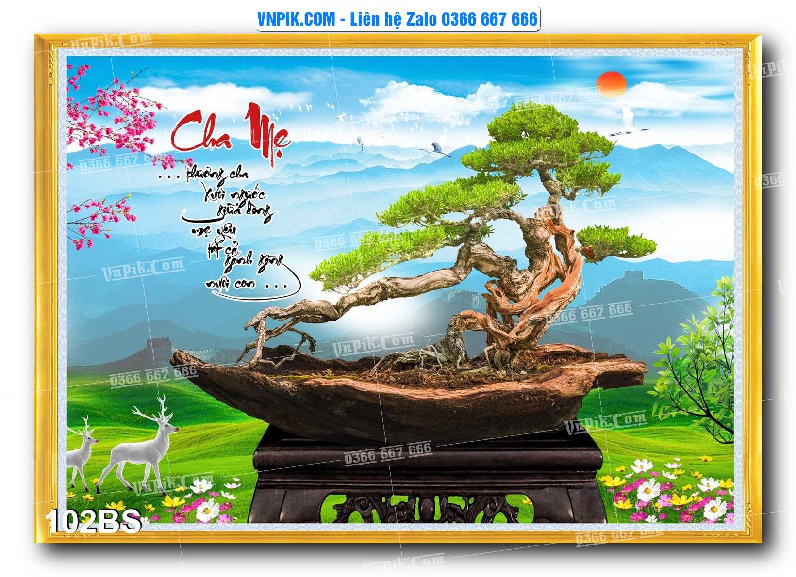 File PSD Tranh Bon Sai Cây Cảnh Trang Trí Siêu Đẹp Mã File 102BS