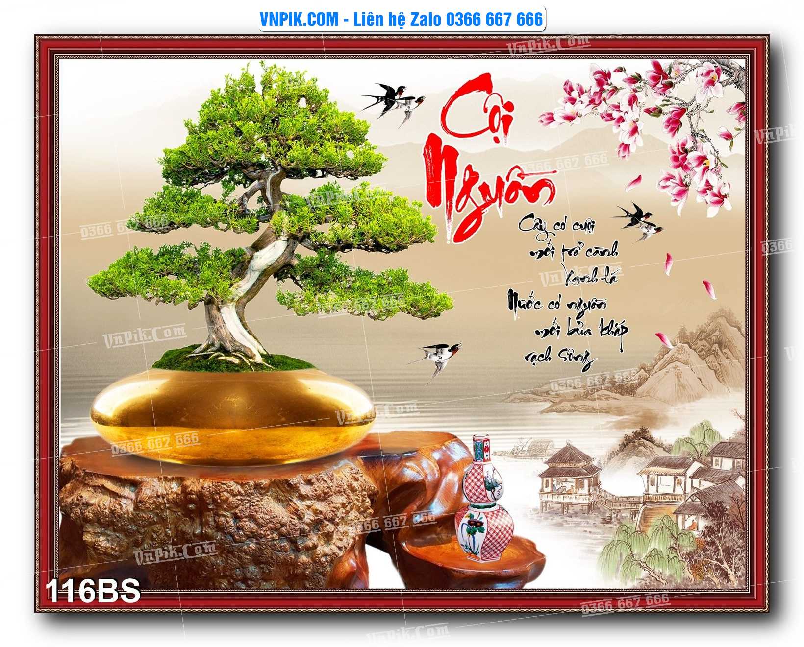 File PSD Tranh Bon Sai Cây Cảnh Trang Trí Siêu Đẹp Mã File 116BS