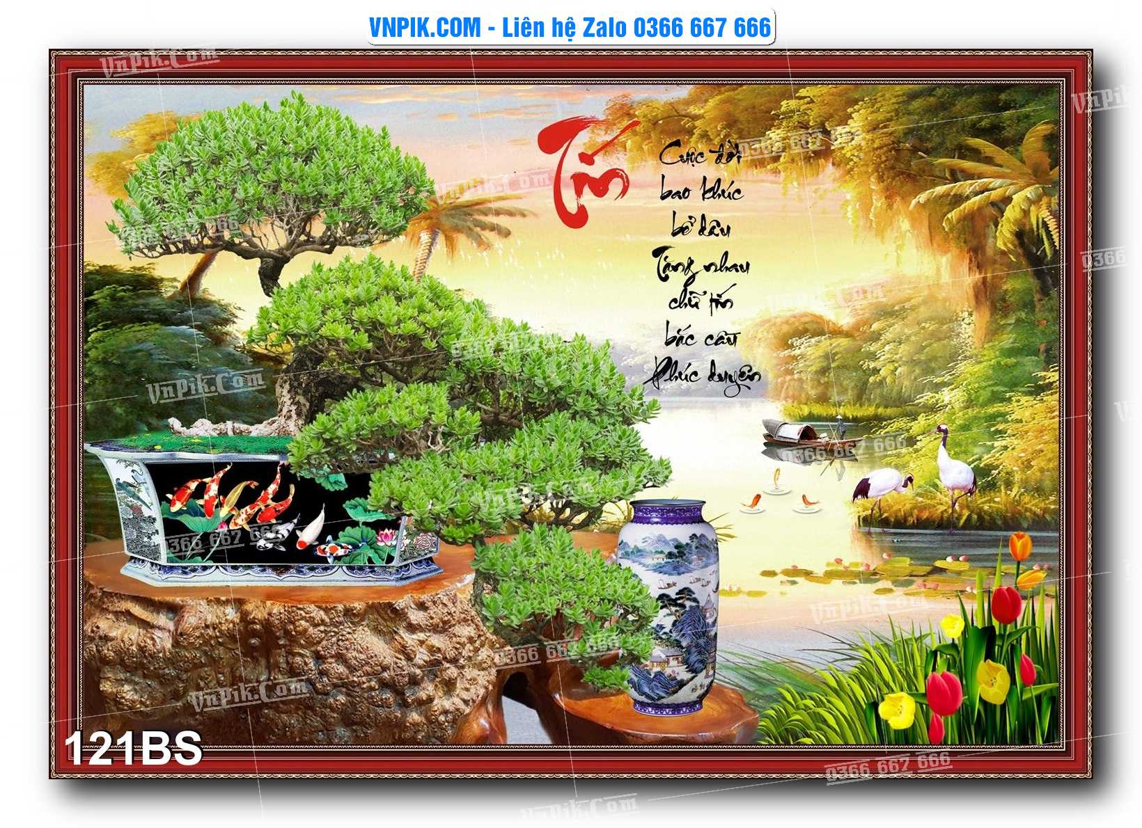 File PSD Tranh Bon Sai Cây Cảnh Trang Trí Siêu Đẹp Mã File 121BS