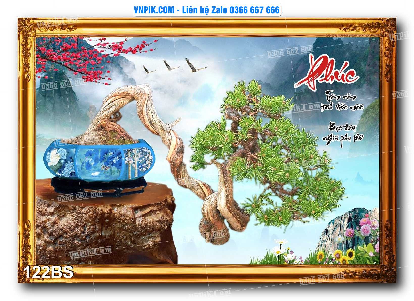File PSD Tranh Bon Sai Cây Cảnh Trang Trí Siêu Đẹp Mã File 122BS