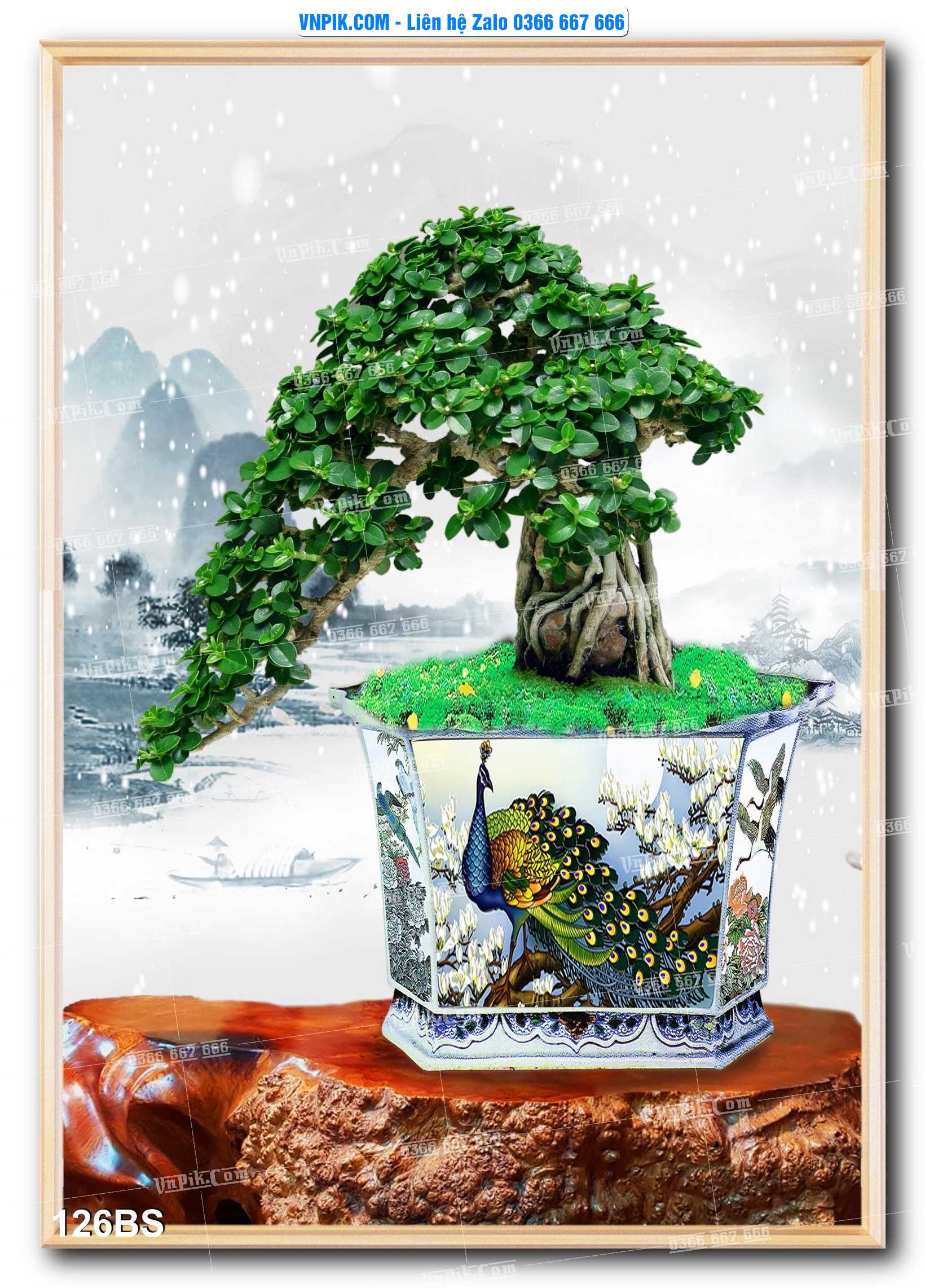 File PSD Tranh Bon Sai Cây Cảnh Trang Trí Siêu Đẹp Mã File 126BS