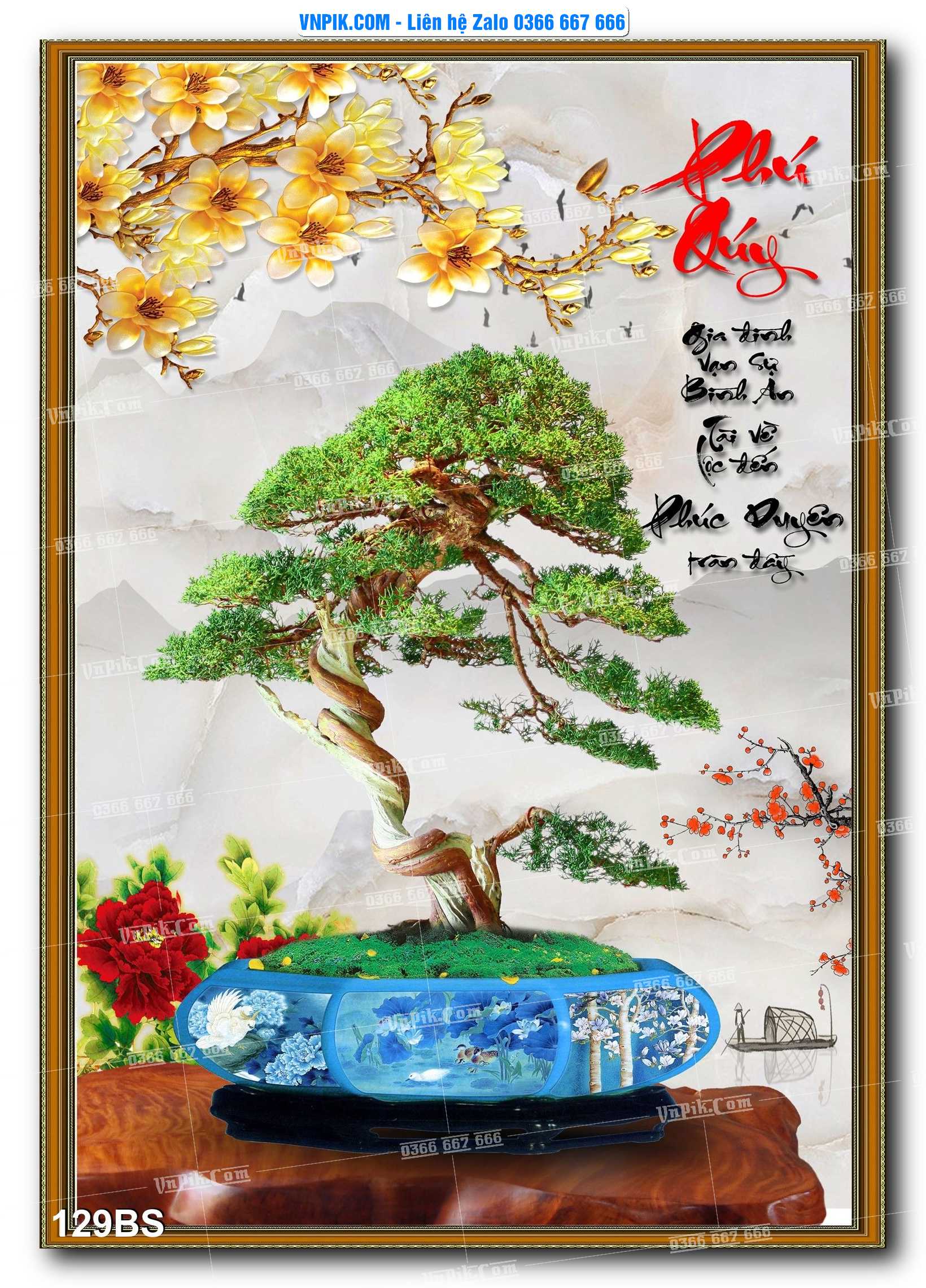 File PSD Tranh Bon Sai Cây Cảnh Trang Trí Siêu Đẹp Mã File 129BS