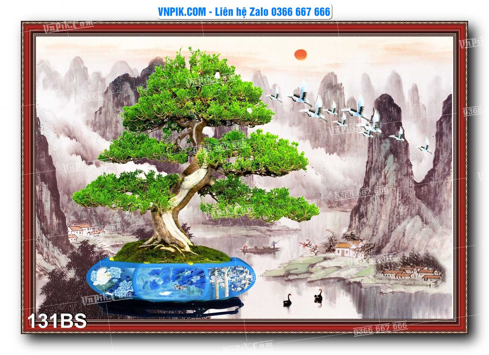 File PSD Tranh Bon Sai Cây Cảnh Trang Trí Siêu Đẹp Mã File 131BS