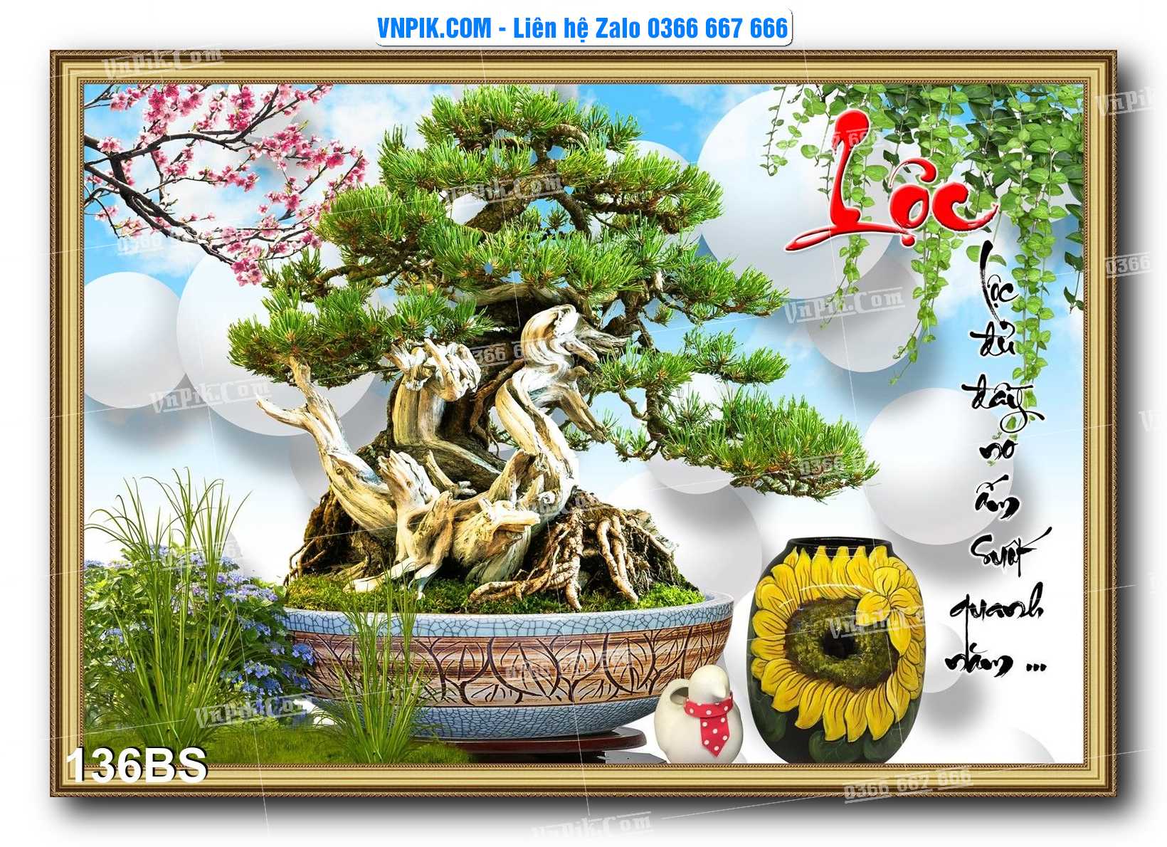 File PSD Tranh Bon Sai Cây Cảnh Trang Trí Siêu Đẹp Mã File 136BS