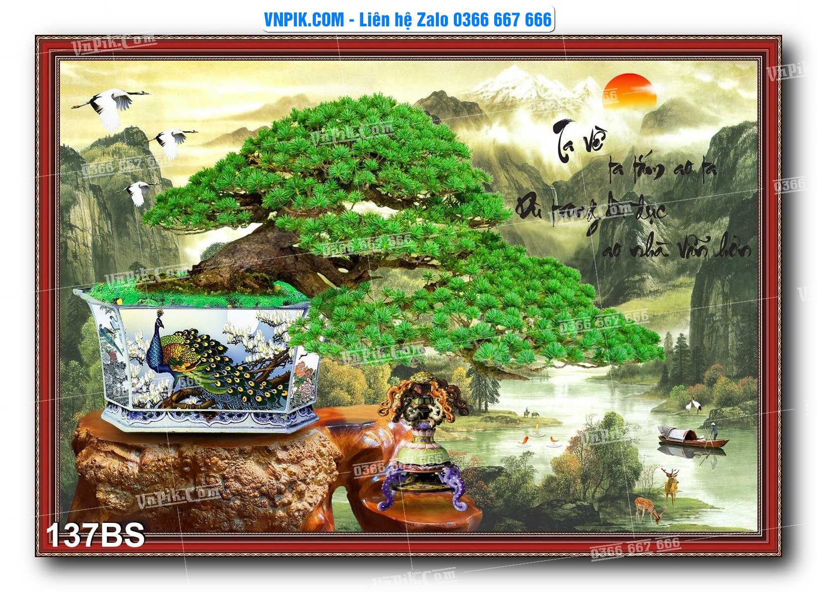 File PSD Tranh Bon Sai Cây Cảnh Trang Trí Siêu Đẹp Mã File 137BS