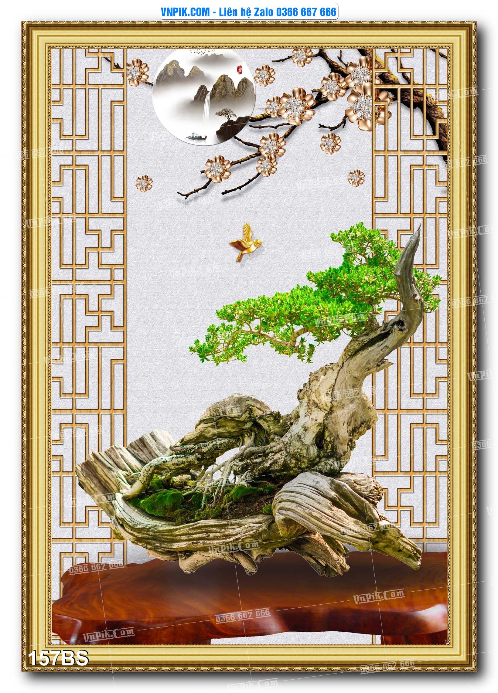 File PSD Tranh Bon Sai Cây Cảnh Trang Trí Siêu Đẹp Mã File 157BS
