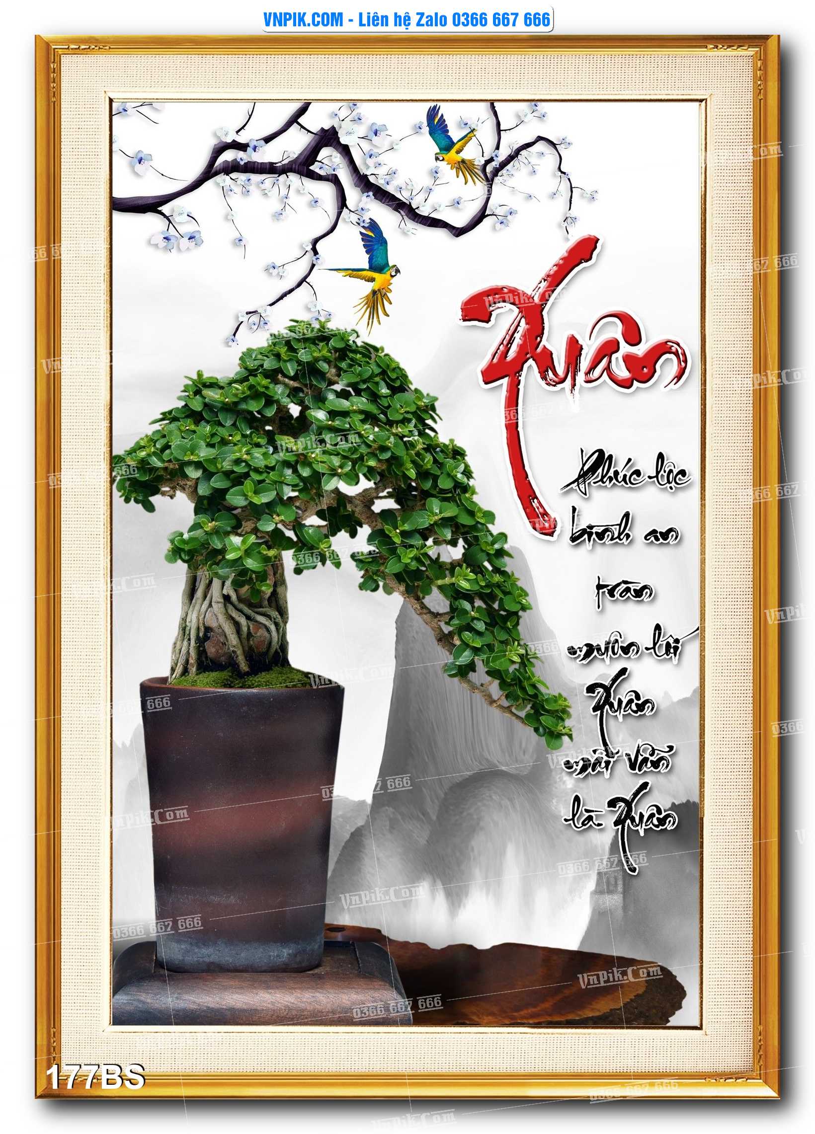 File PSD Tranh Bon Sai Cây Cảnh Trang Trí Siêu Đẹp Mã File 177BS