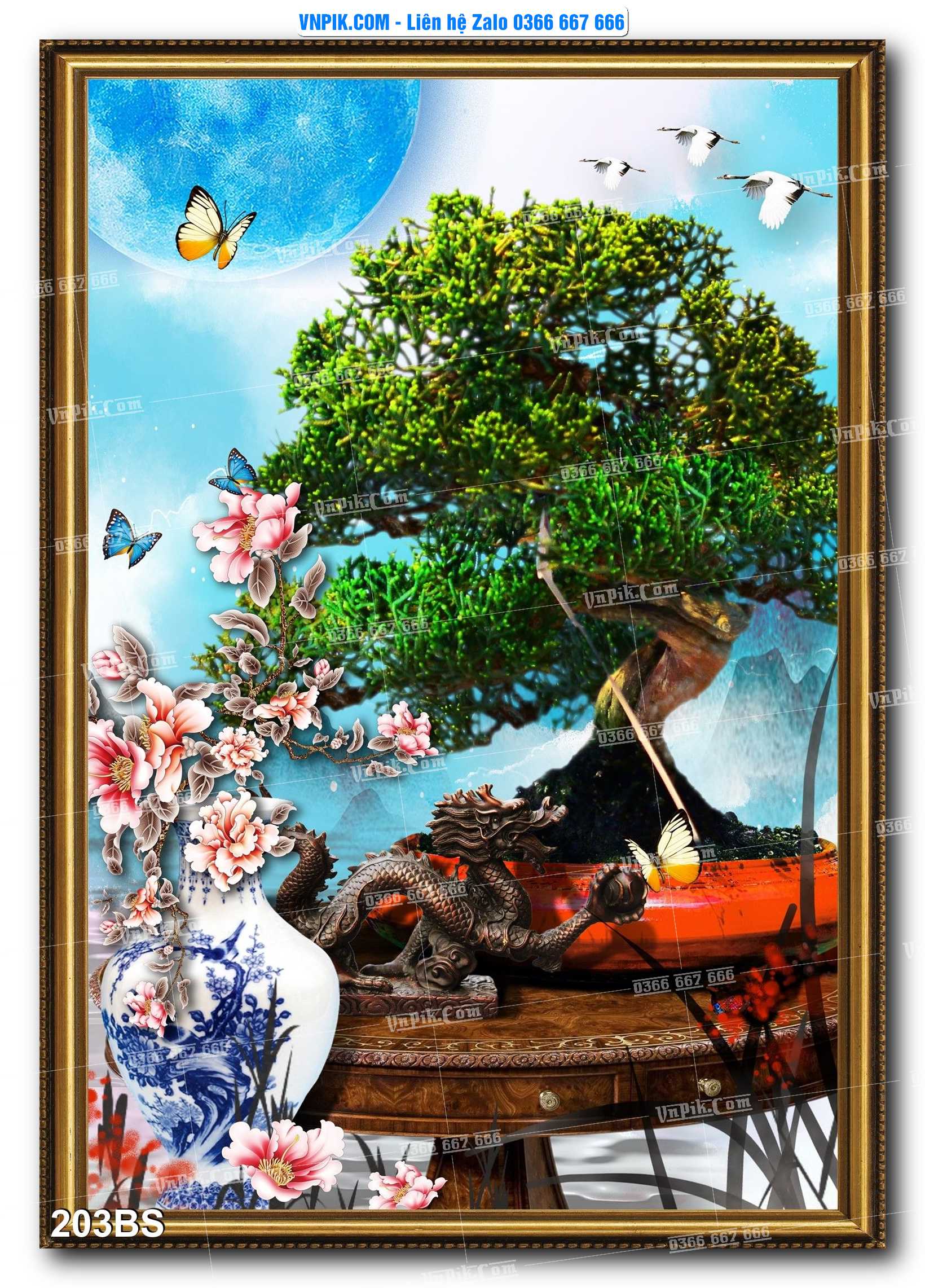 File PSD Tranh Bon Sai Cây Cảnh Trang Trí Siêu Đẹp Mã File 203BS