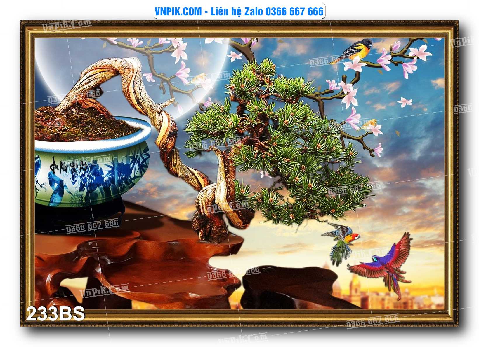 File PSD Tranh Bon Sai Cây Cảnh Trang Trí Siêu Đẹp Mã File 233BS