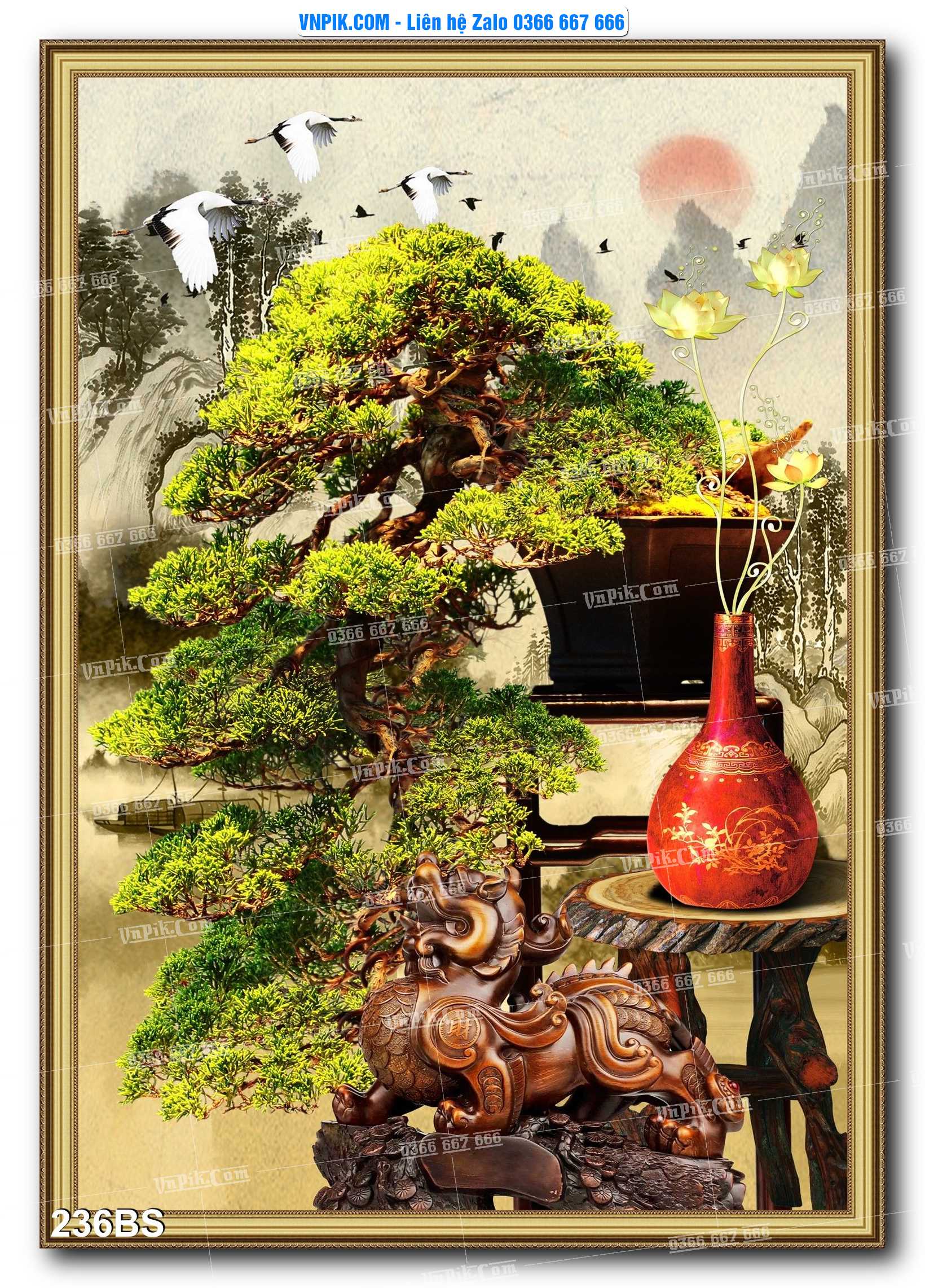 File PSD Tranh Bon Sai Cây Cảnh Trang Trí Siêu Đẹp Mã File 236BS