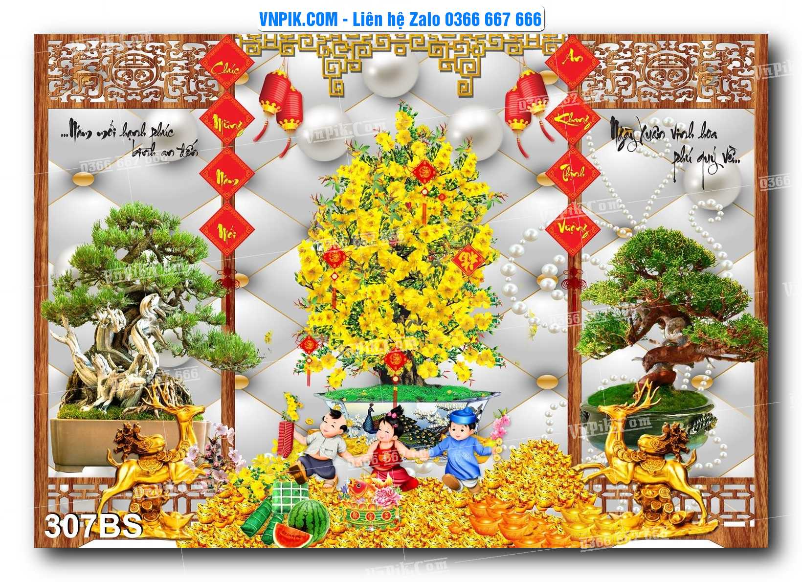 File PSD Tranh Bon Sai Cây Cảnh Trang Trí Siêu Đẹp Mã File 307BS