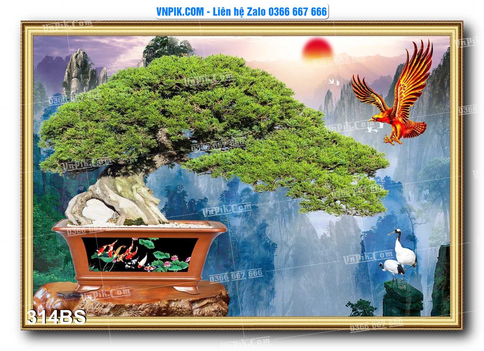 File PSD Tranh Bon Sai Cây Cảnh Trang Trí Siêu Đẹp Mã File 314BS