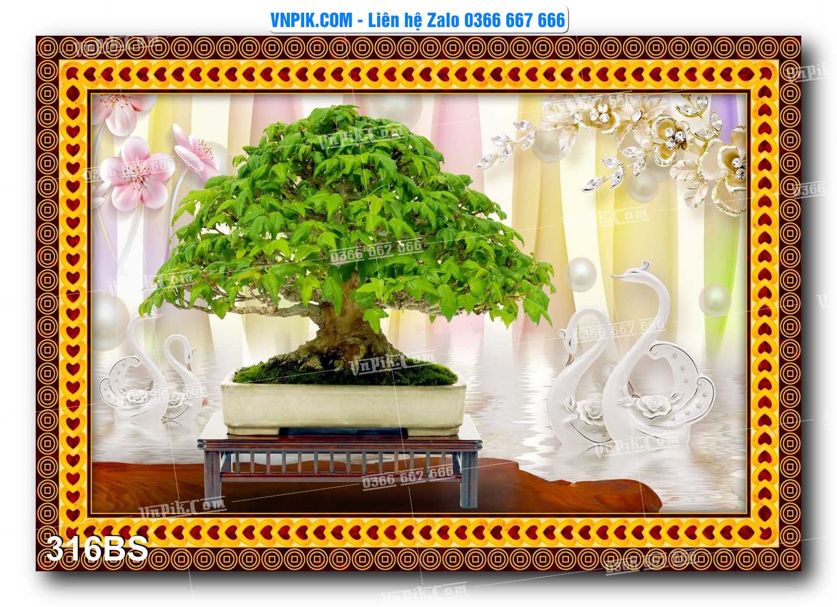 File PSD Tranh Bon Sai Cây Cảnh Trang Trí Siêu Đẹp Mã File 316BS