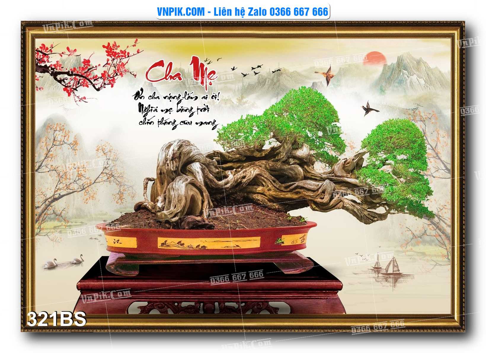 File PSD Tranh Bon Sai Cây Cảnh Trang Trí Siêu Đẹp Mã File 321BS
