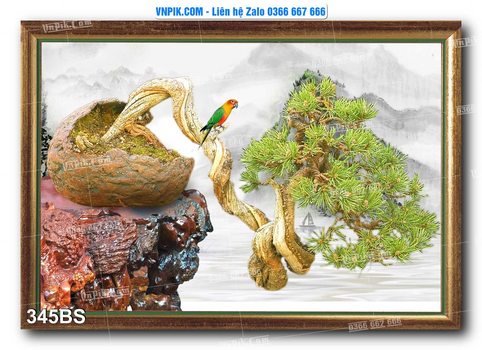 File PSD Tranh Bon Sai Cây Cảnh Trang Trí Siêu Đẹp Mã File 345BS