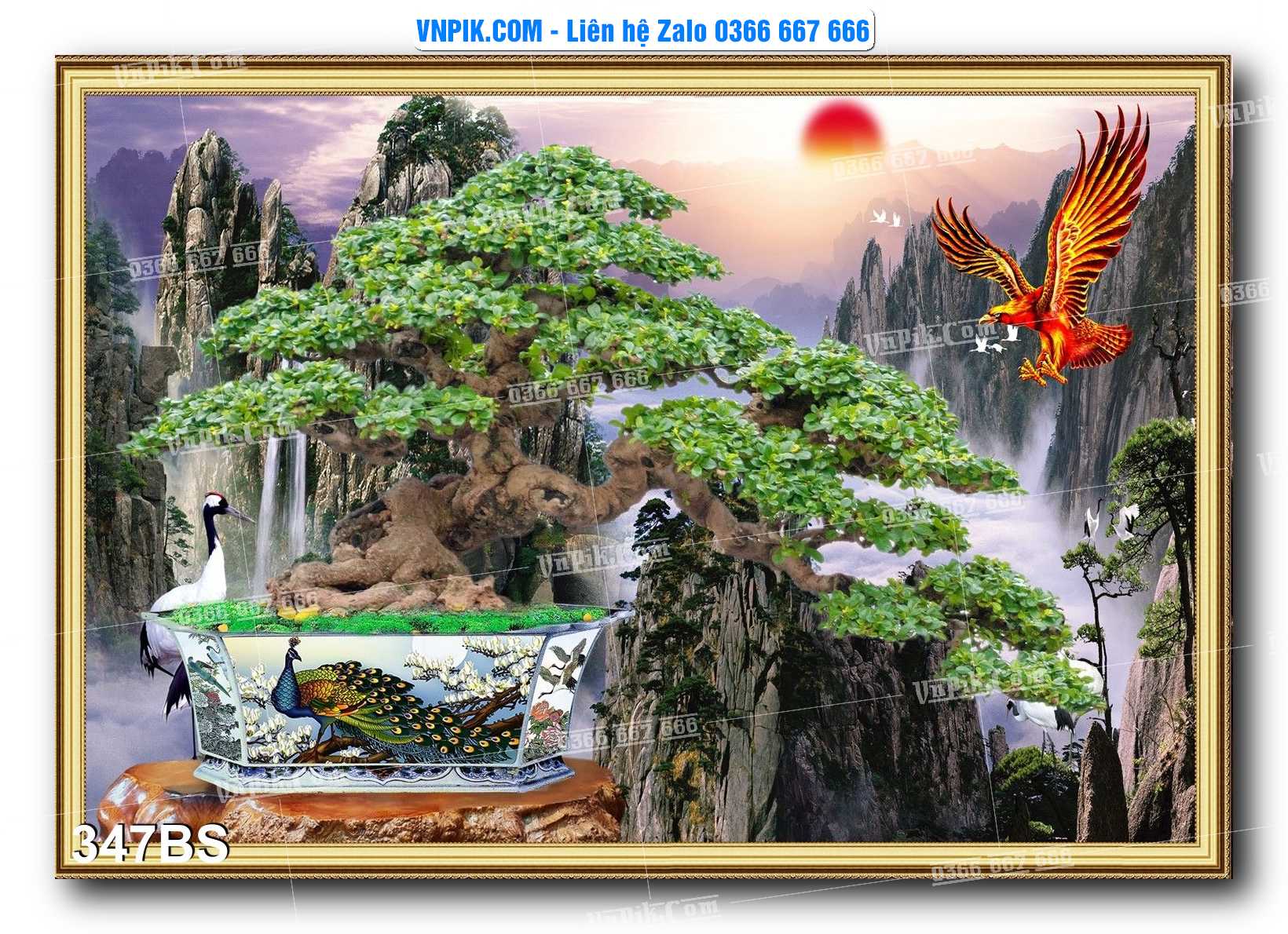 File PSD Tranh Bon Sai Cây Cảnh Trang Trí Siêu Đẹp Mã File 347BS