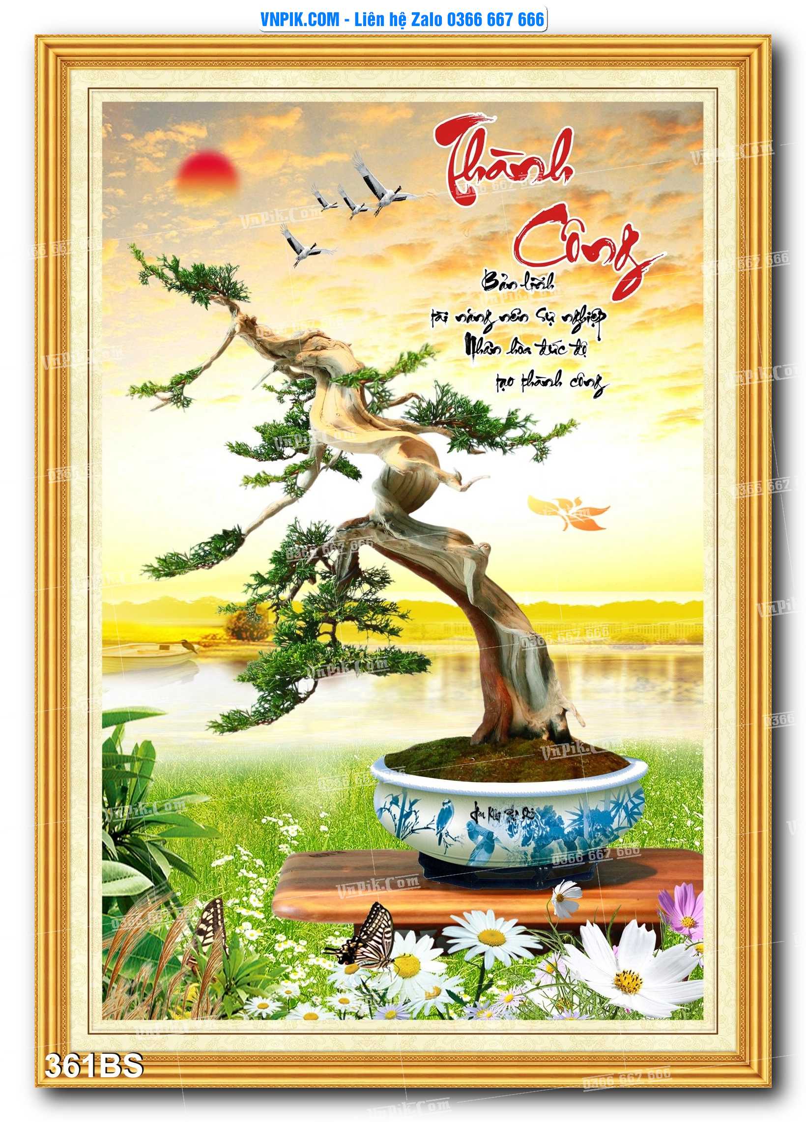 File PSD Tranh Bon Sai Cây Cảnh Trang Trí Siêu Đẹp Mã File 361BS