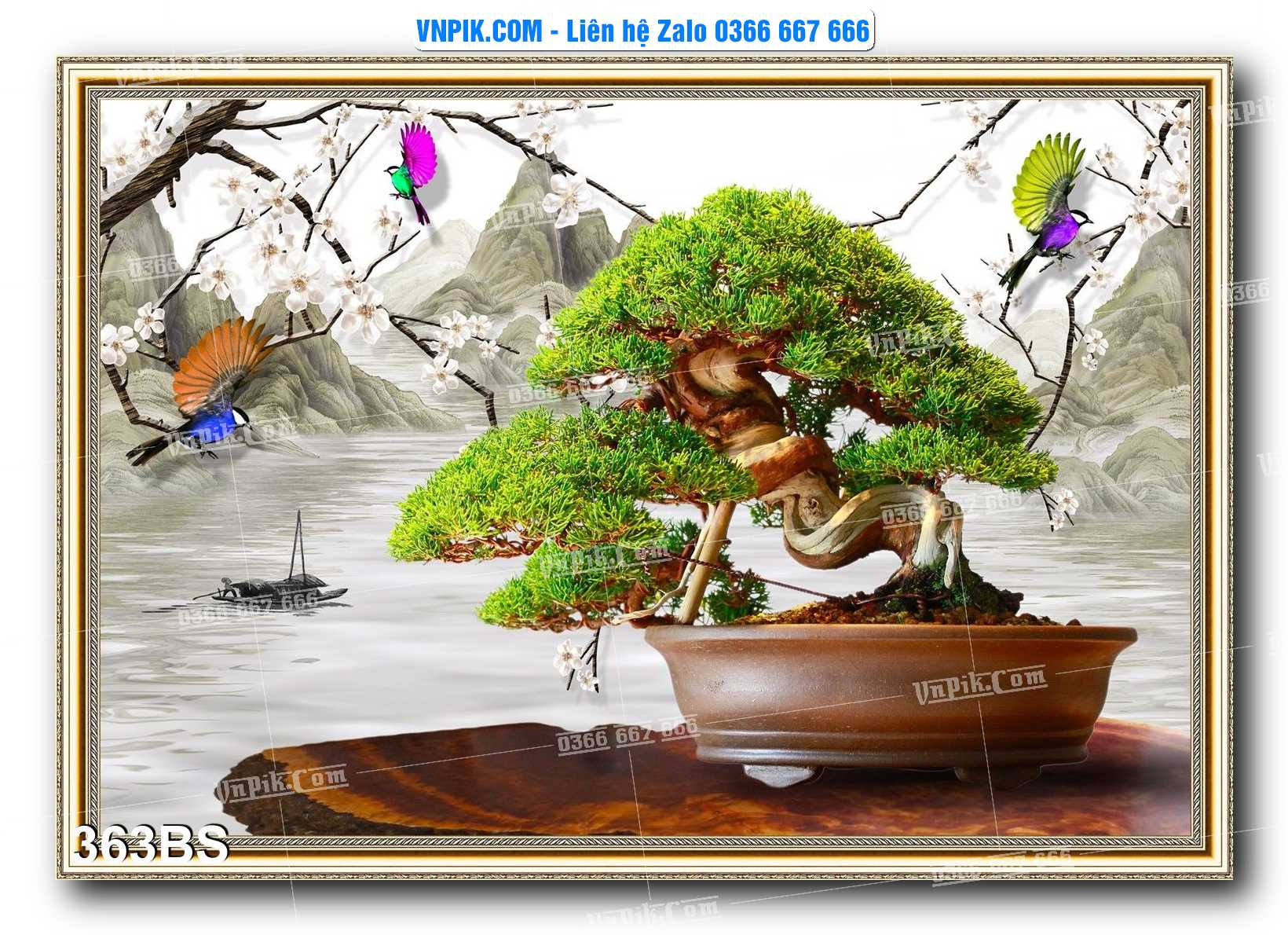 File PSD Tranh Bon Sai Cây Cảnh Trang Trí Siêu Đẹp Mã File 363BS