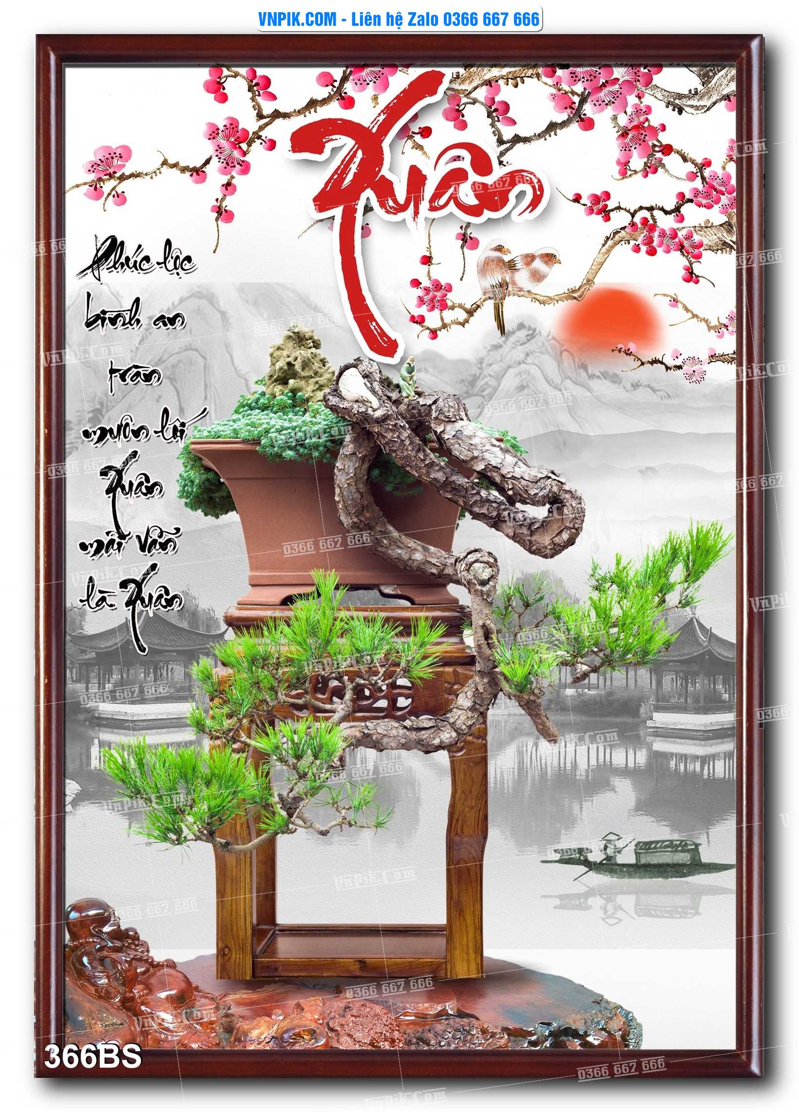 File PSD Tranh Bon Sai Cây Cảnh Trang Trí Siêu Đẹp Mã File 366BS