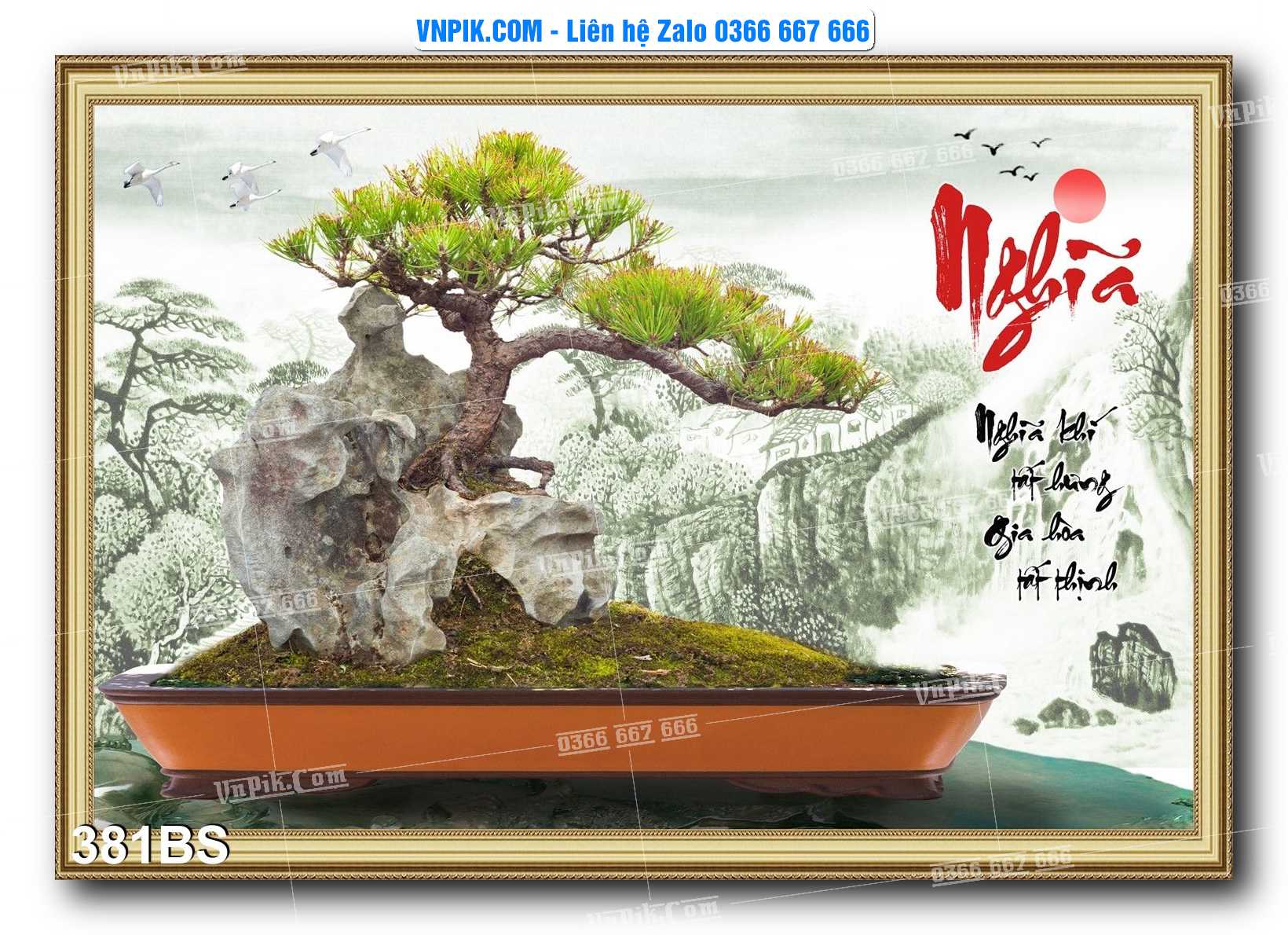 File PSD Tranh Bon Sai Cây Cảnh Trang Trí Siêu Đẹp Mã File 381BS