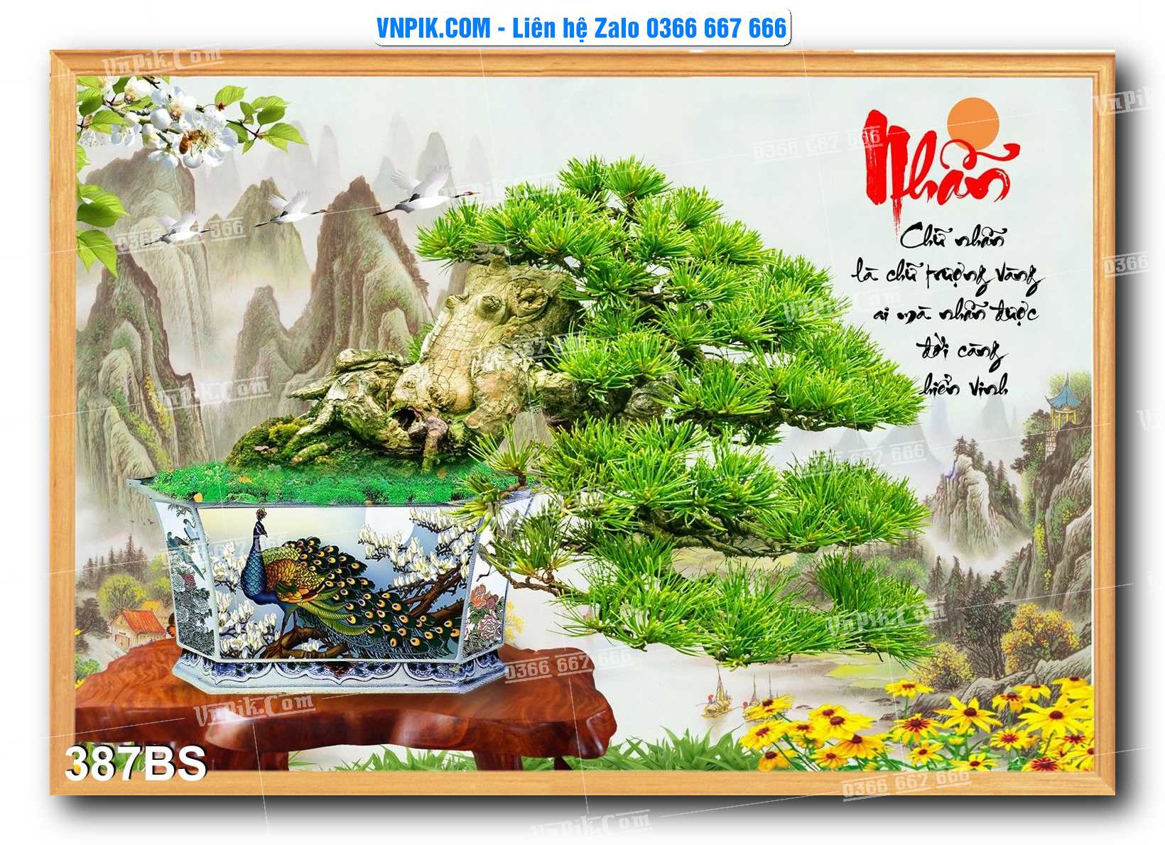 File PSD Tranh Bon Sai Cây Cảnh Trang Trí Siêu Đẹp Mã File 387BS