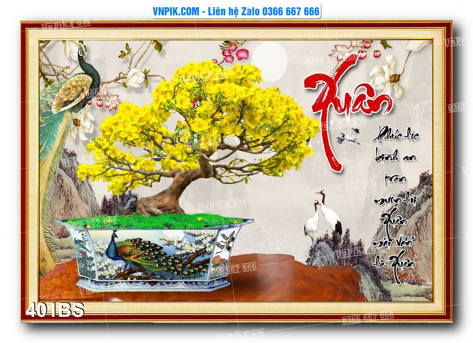 File PSD Tranh Bon Sai Cây Cảnh Trang Trí Siêu Đẹp Mã File 401BS