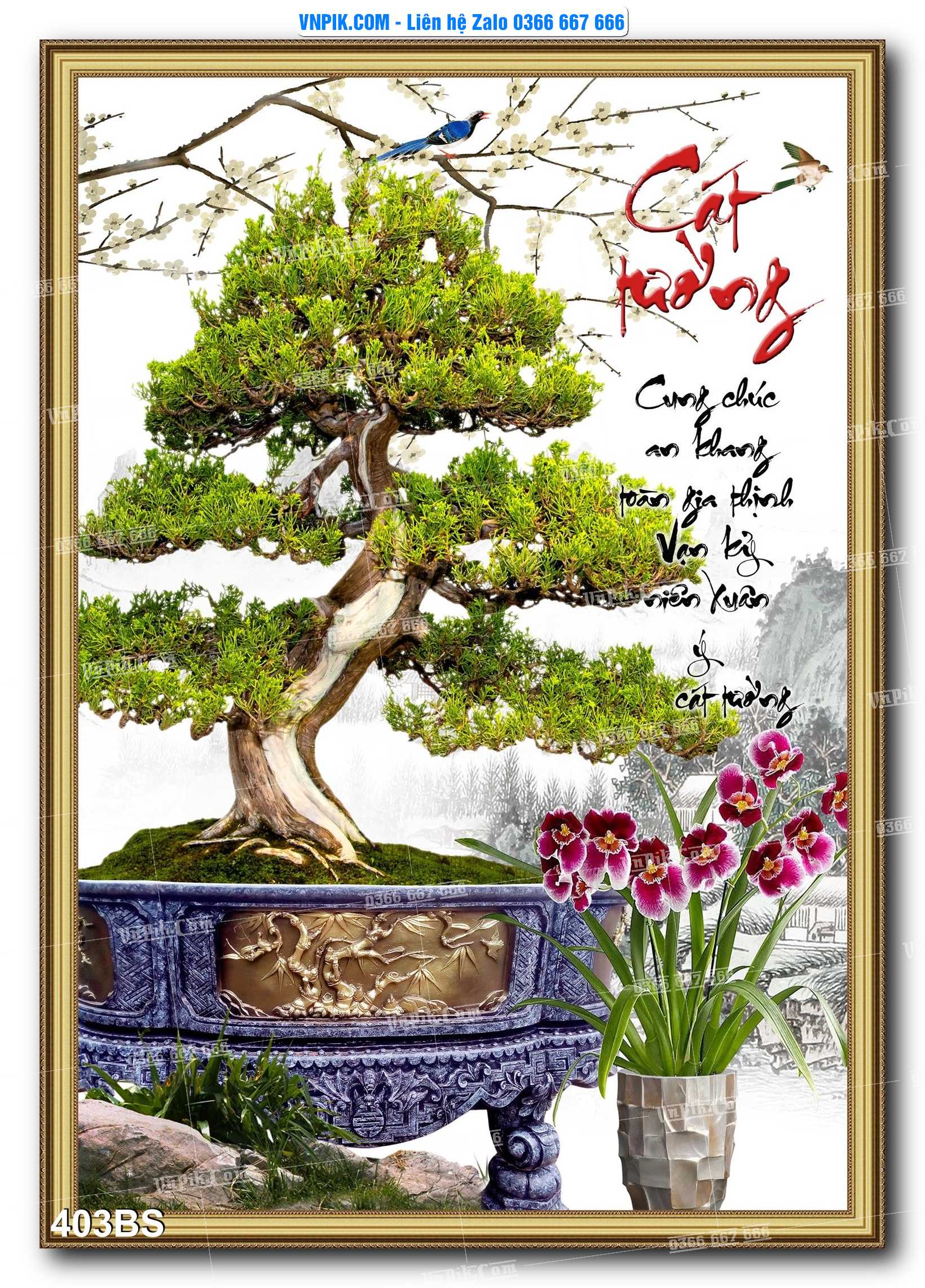 File PSD Tranh Bon Sai Cây Cảnh Trang Trí Siêu Đẹp Mã File 403BS