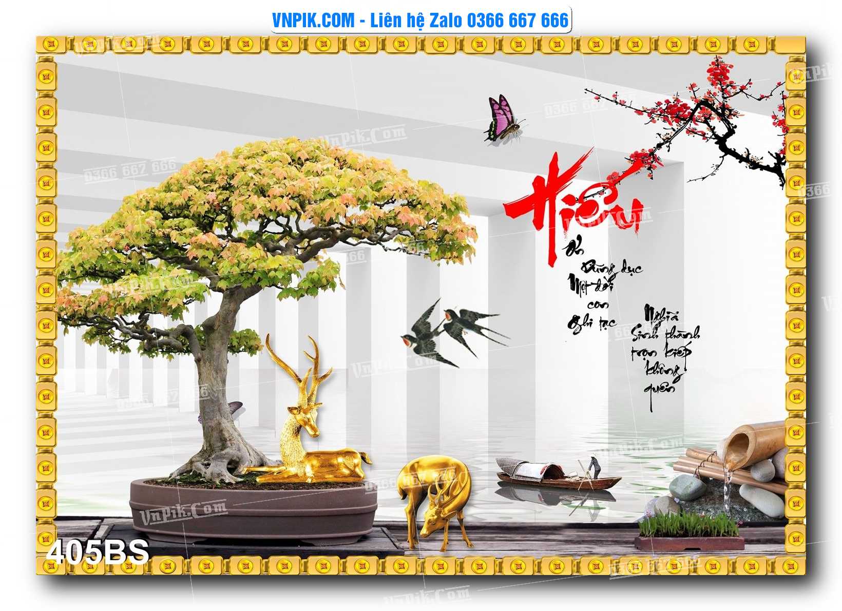 File PSD Tranh Bon Sai Cây Cảnh Trang Trí Siêu Đẹp Mã File 405BS