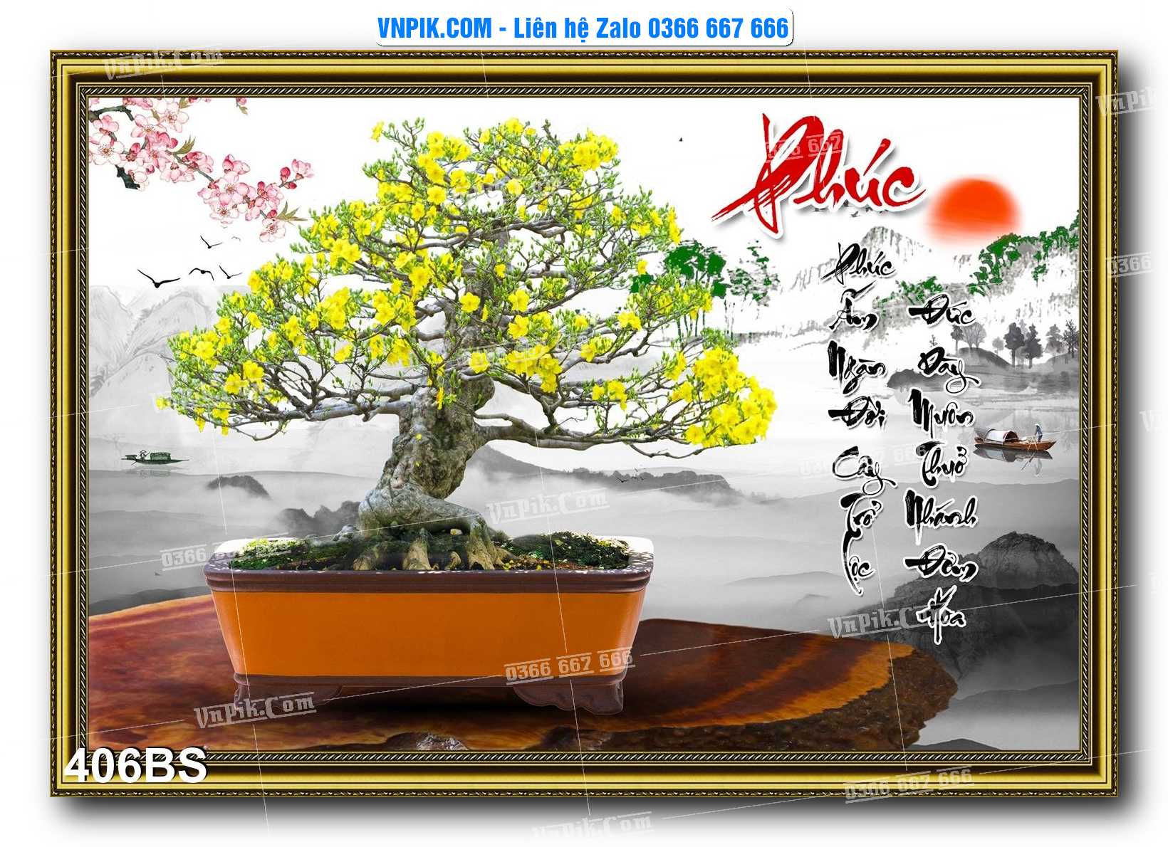 File PSD Tranh Bon Sai Cây Cảnh Trang Trí Siêu Đẹp Mã File 406BS