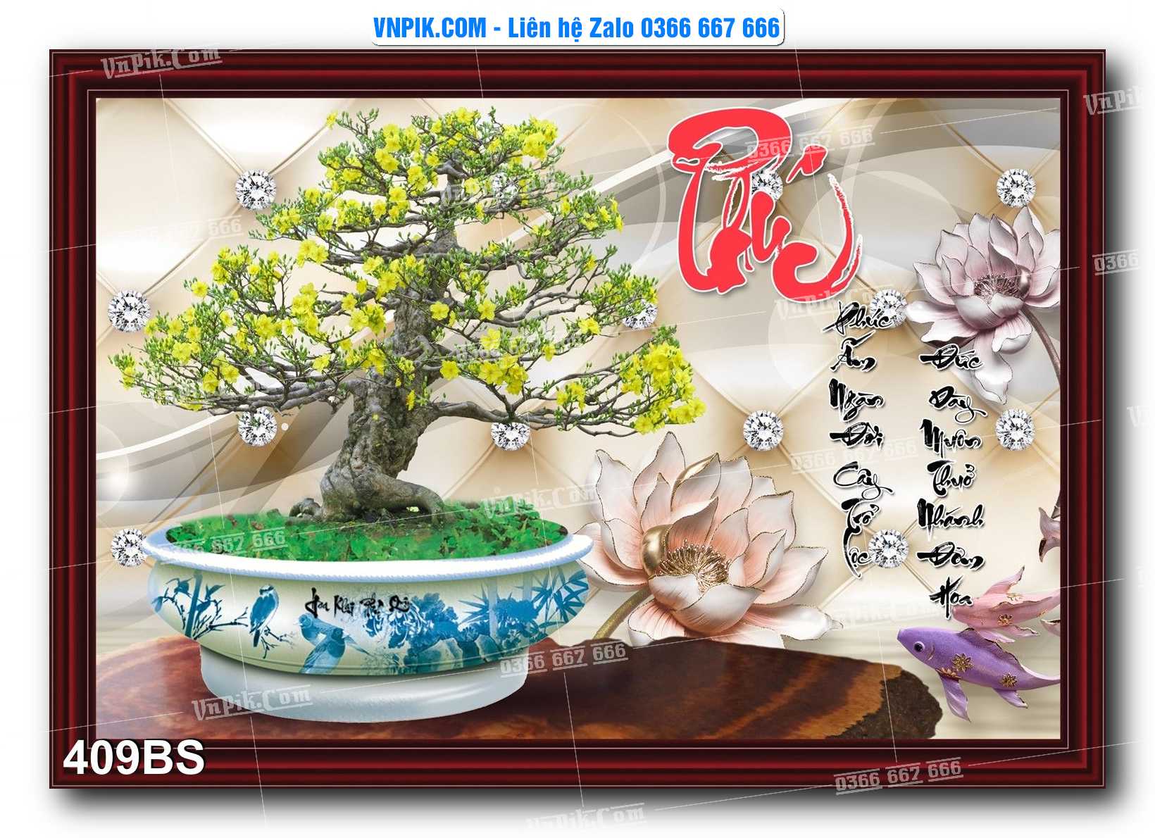File PSD Tranh Bon Sai Cây Cảnh Trang Trí Siêu Đẹp Mã File 409BS