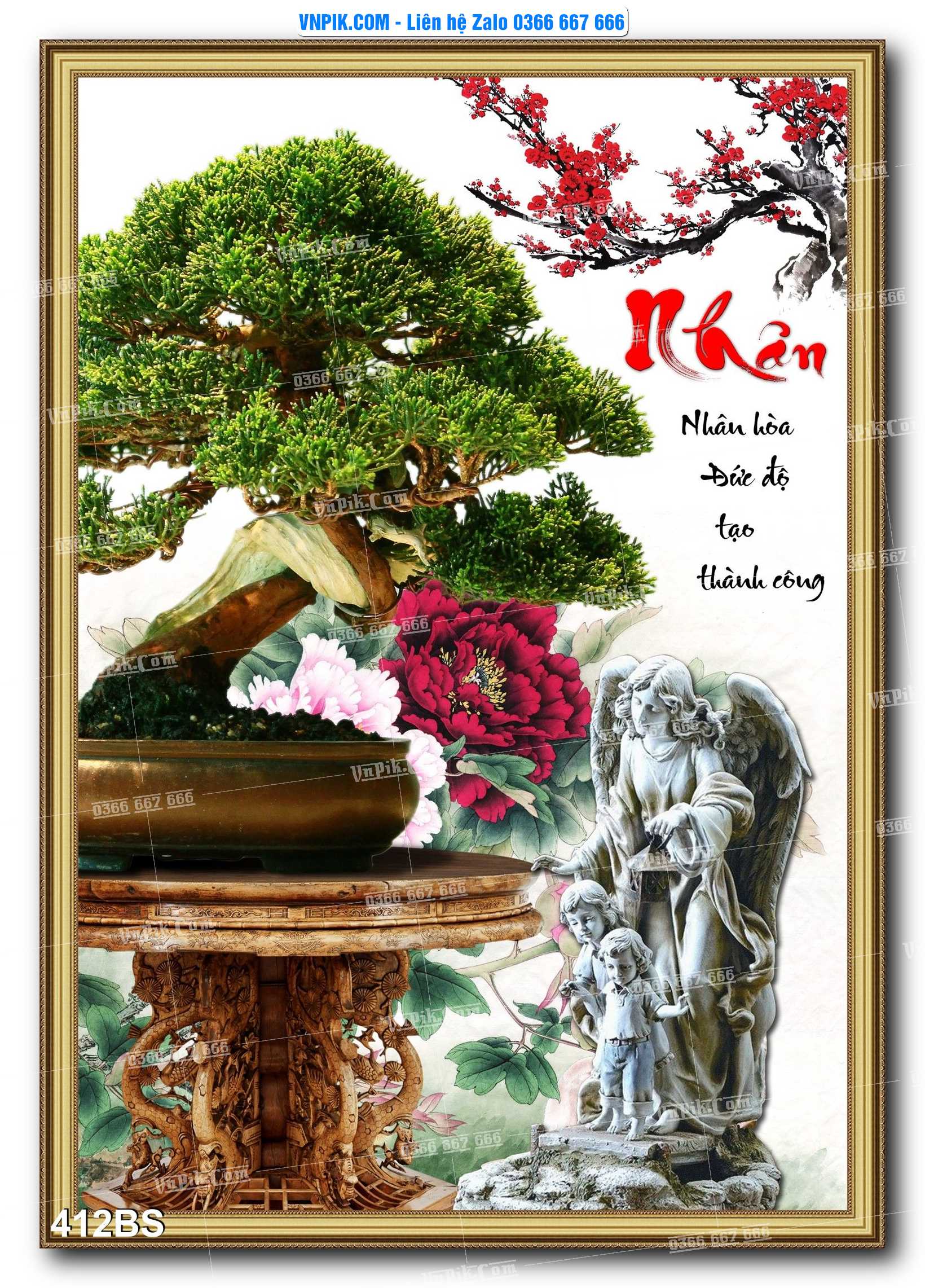 File PSD Tranh Bon Sai Cây Cảnh Trang Trí Siêu Đẹp Mã File 412BS