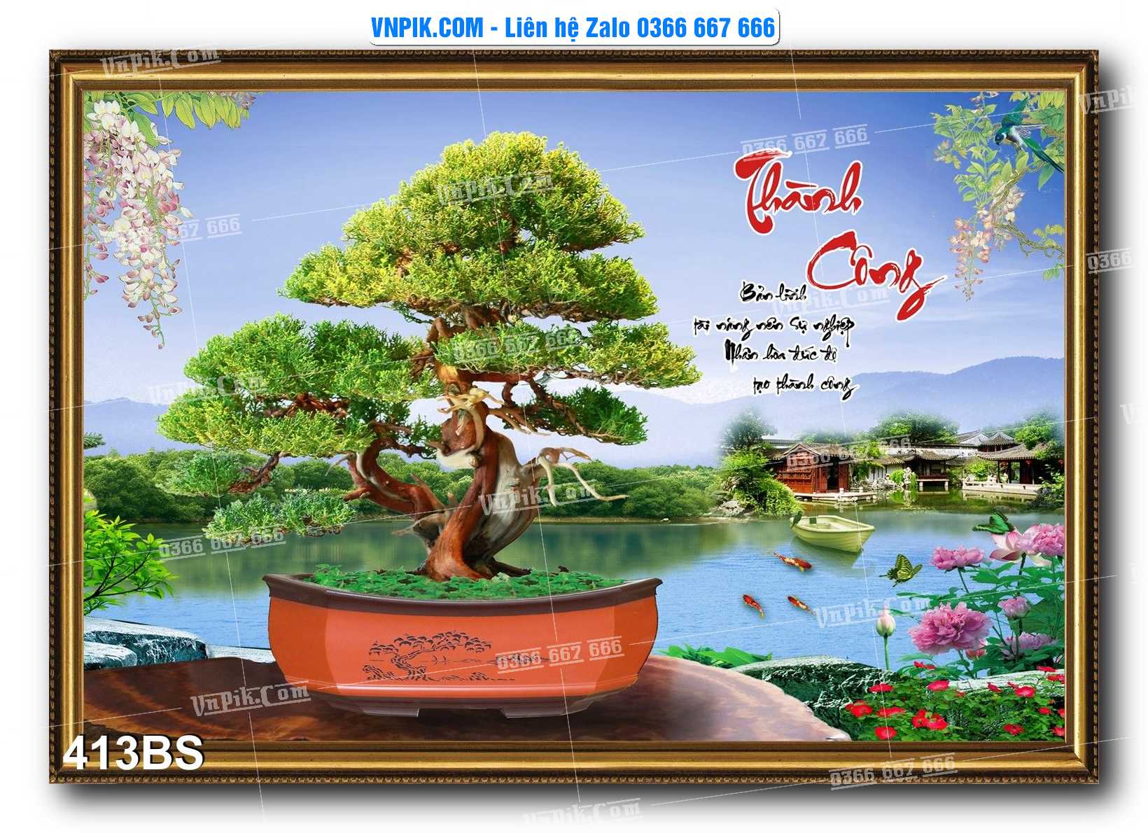 File PSD Tranh Bon Sai Cây Cảnh Trang Trí Siêu Đẹp Mã File 413BS