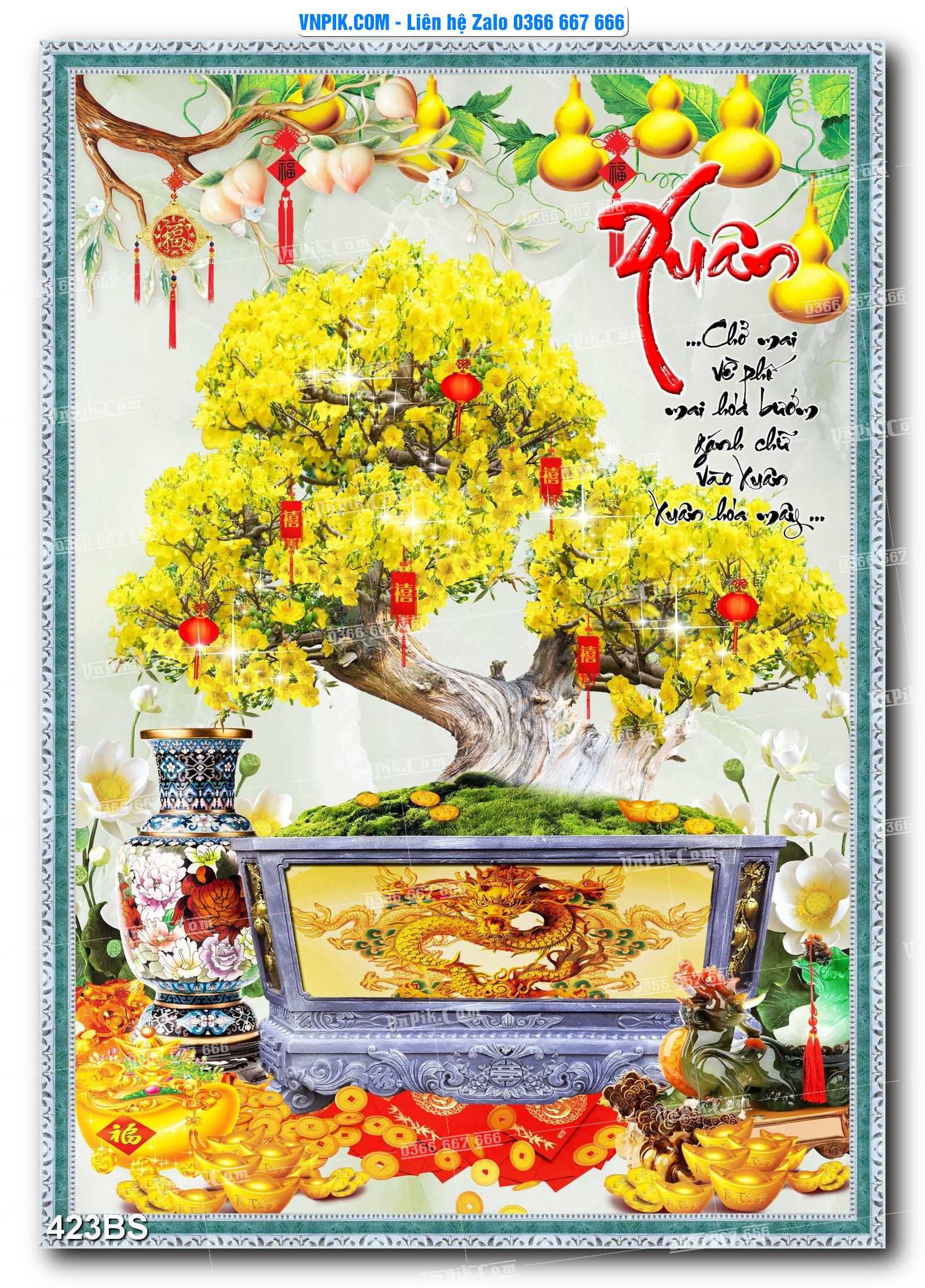 File PSD Tranh Bon Sai Cây Cảnh Trang Trí Siêu Đẹp Mã File 423BS