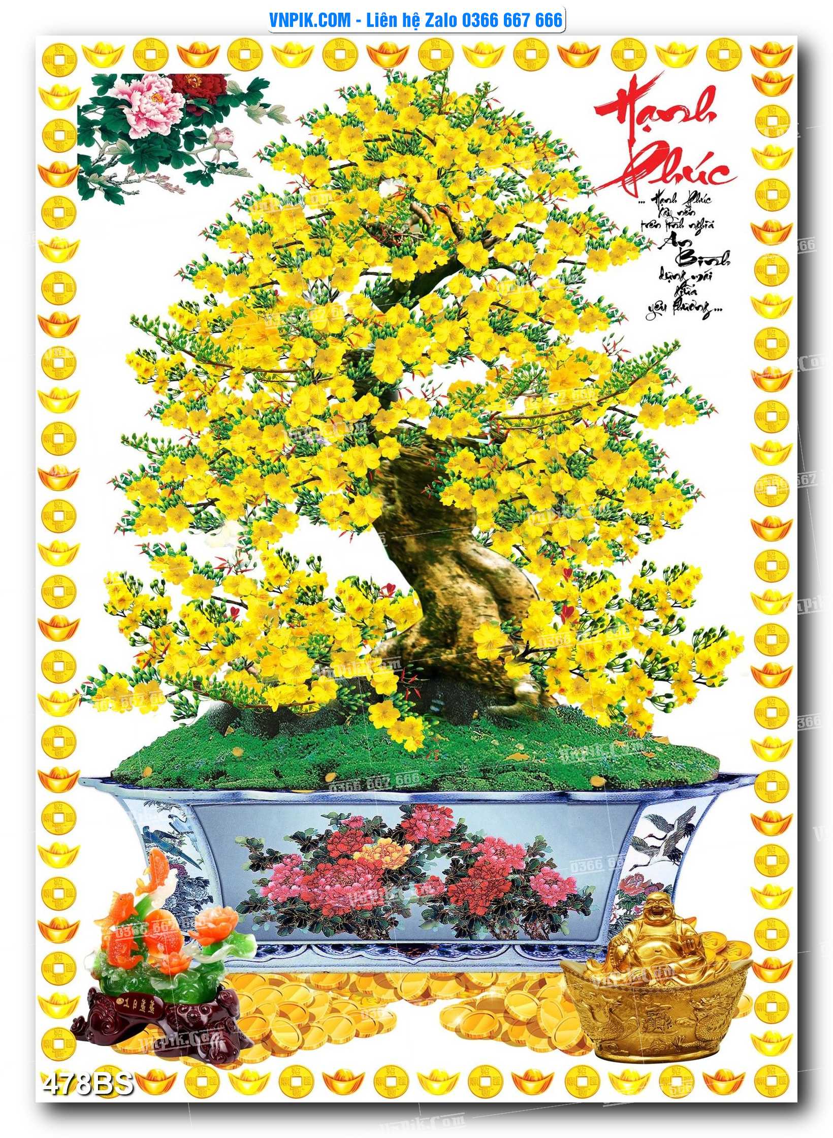 File PSD Tranh Bon Sai Cây Cảnh Trang Trí Siêu Đẹp Mã File 478BS
