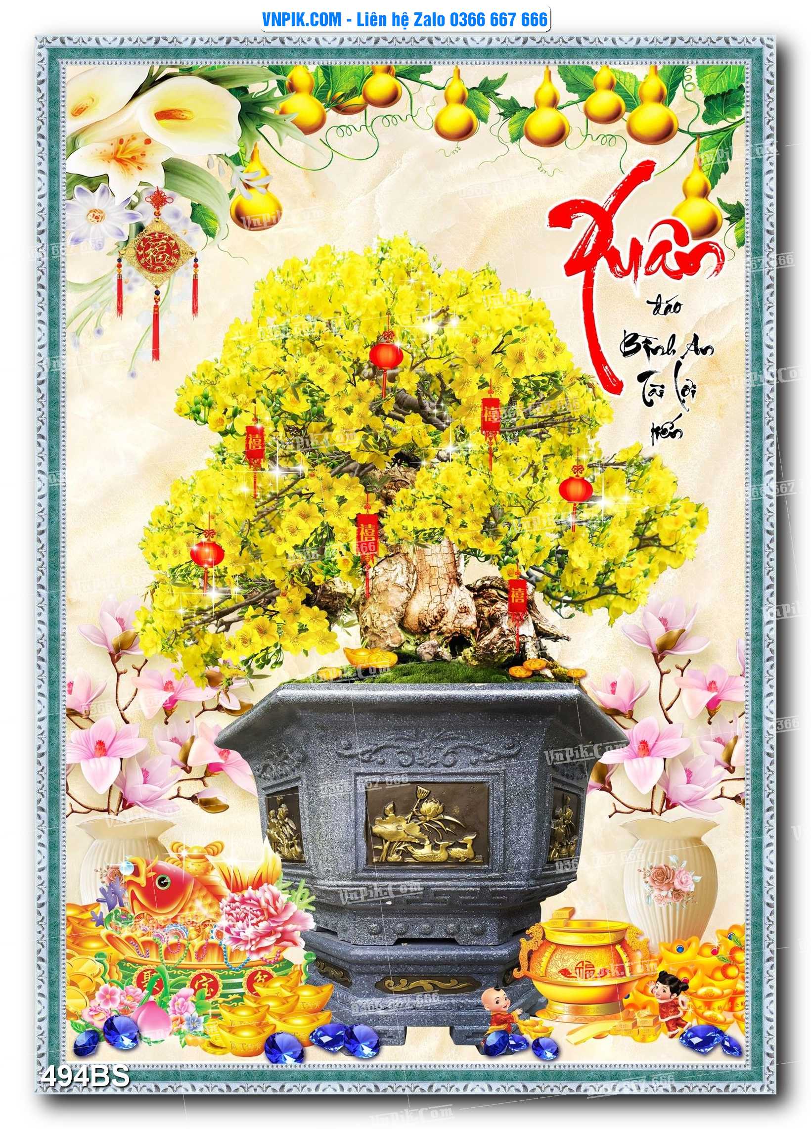File PSD Tranh Bon Sai Cây Cảnh Trang Trí Siêu Đẹp Mã File 494BS