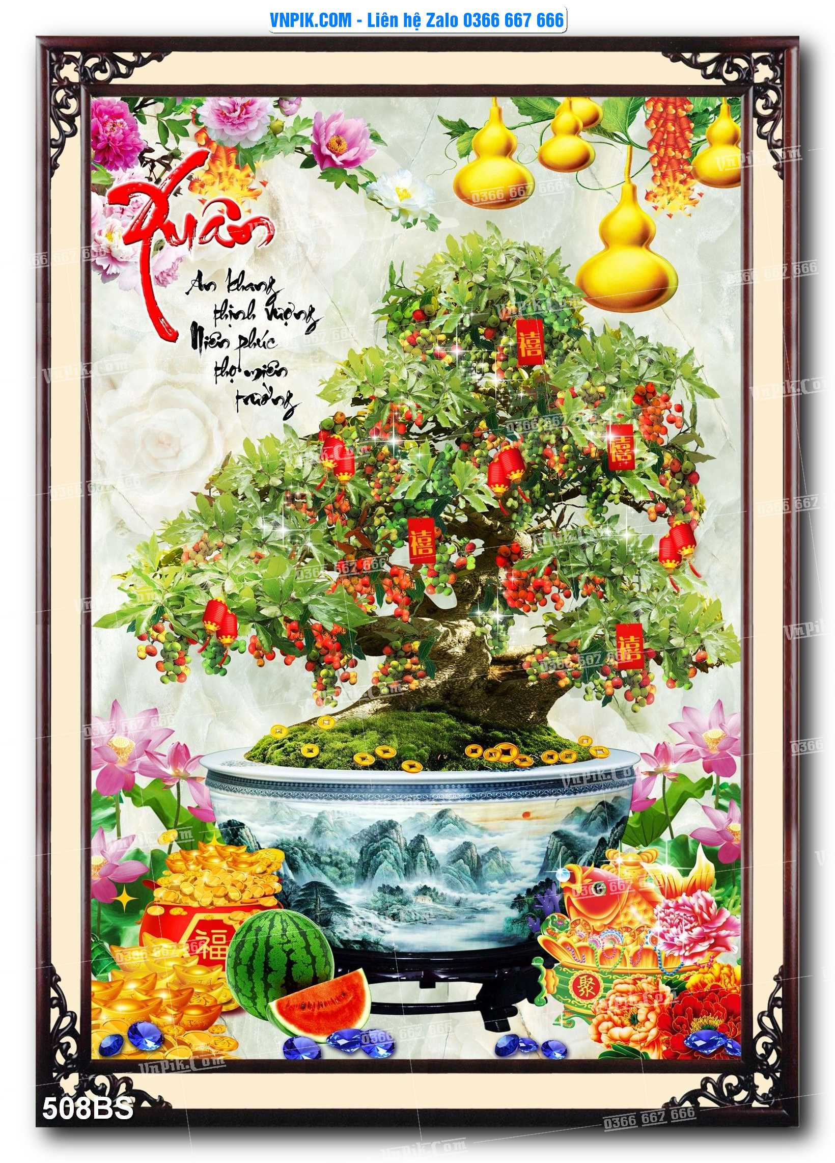 File PSD Tranh Bon Sai Cây Cảnh Trang Trí Siêu Đẹp Mã File 508BS