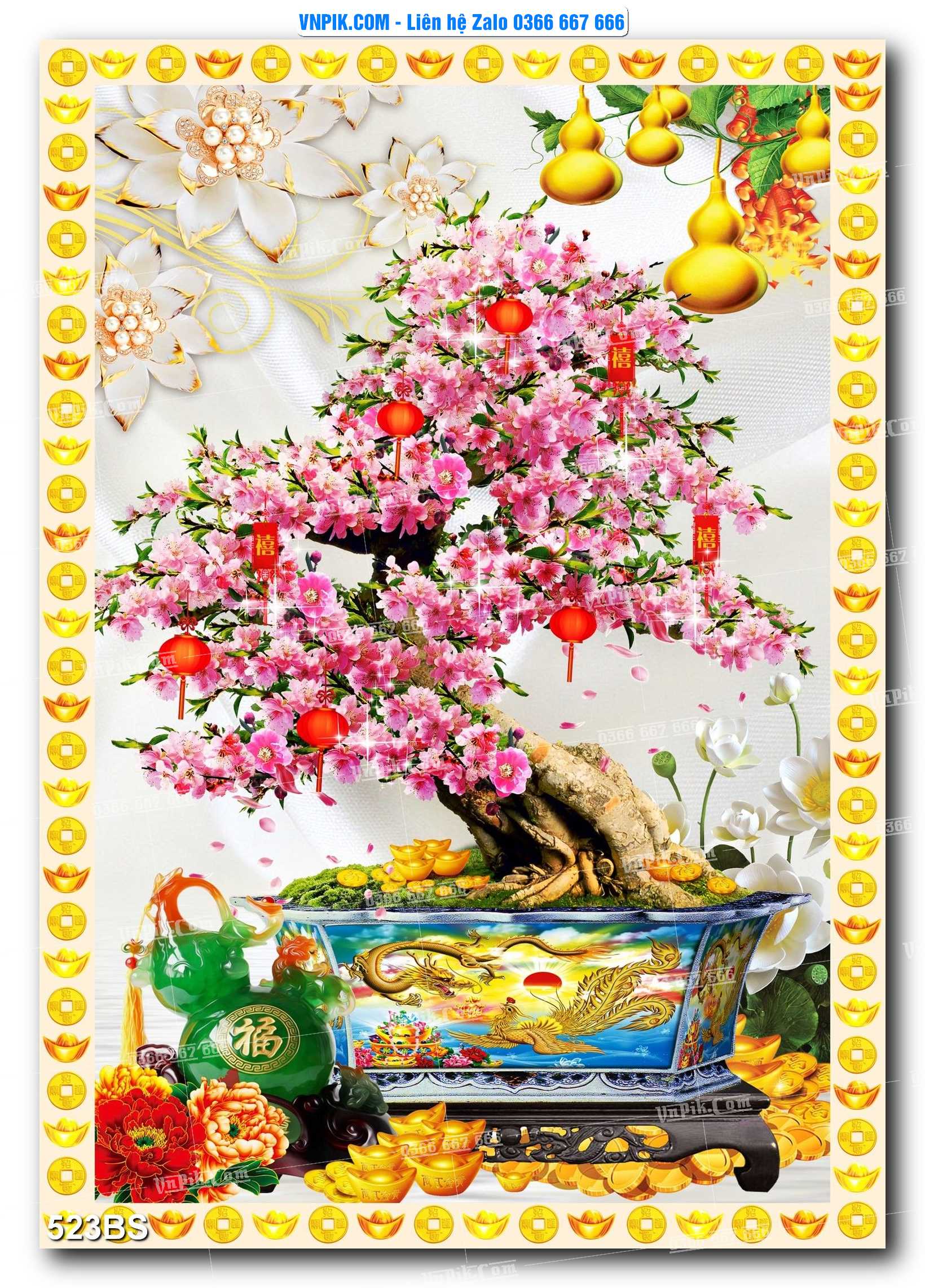 File PSD Tranh Bon Sai Cây Cảnh Trang Trí Siêu Đẹp Mã File 523BS