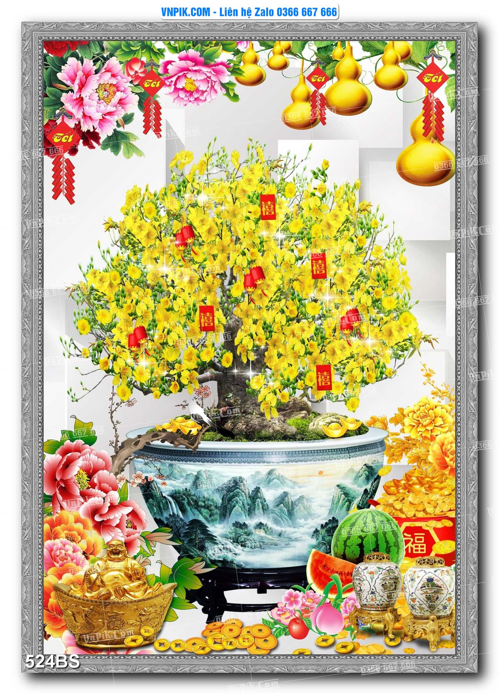 File PSD Tranh Bon Sai Cây Cảnh Trang Trí Siêu Đẹp Mã File 524BS