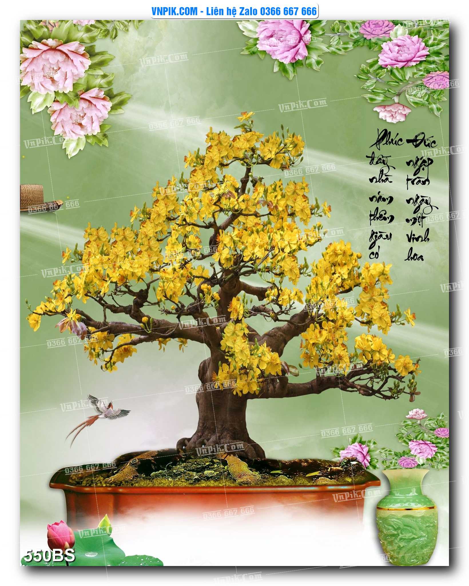 File PSD Tranh Bon Sai Cây Cảnh Trang Trí Siêu Đẹp Mã File 550BS