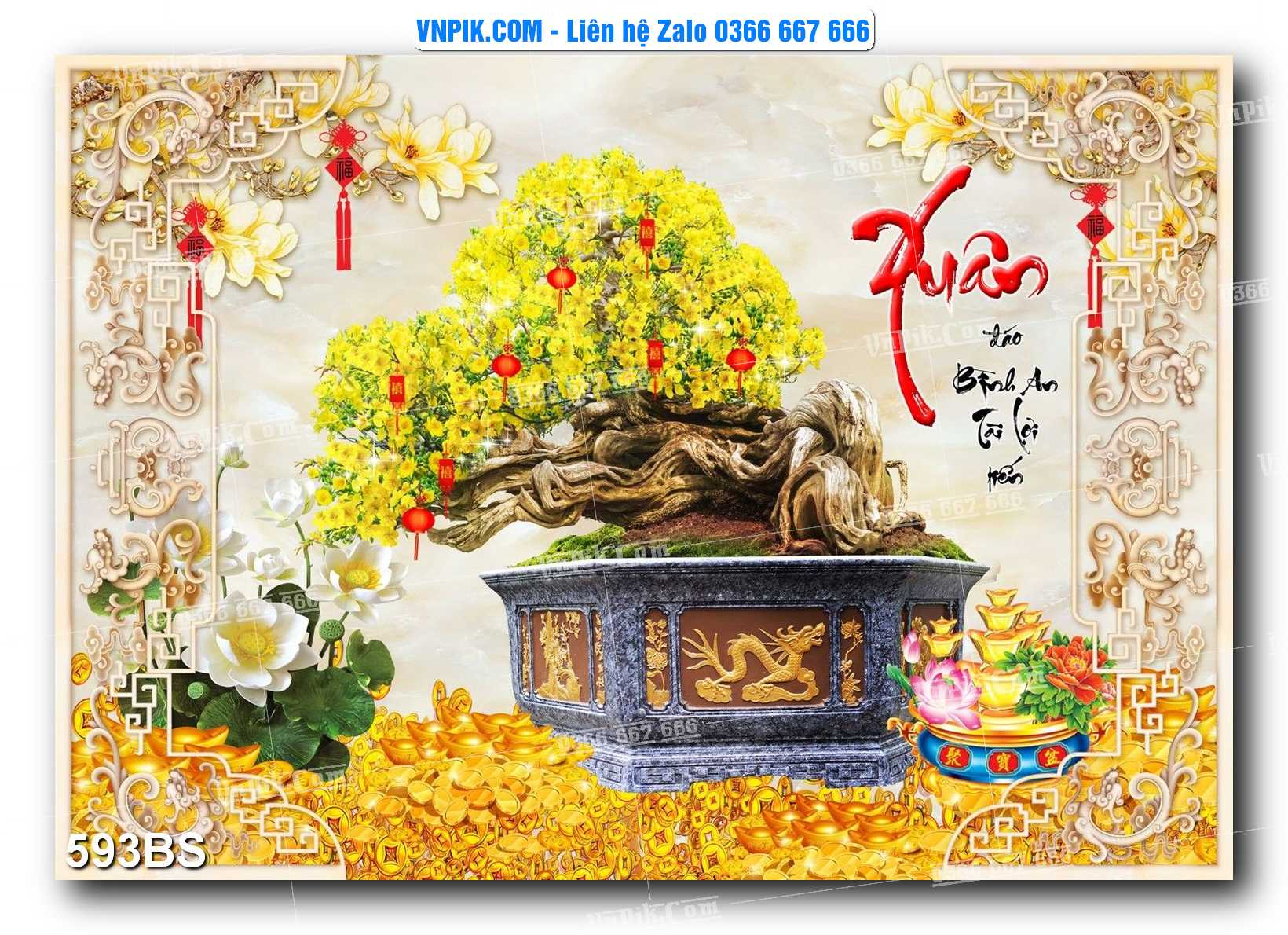 File PSD Tranh Bon Sai Cây Cảnh Trang Trí Siêu Đẹp Mã File 593BS