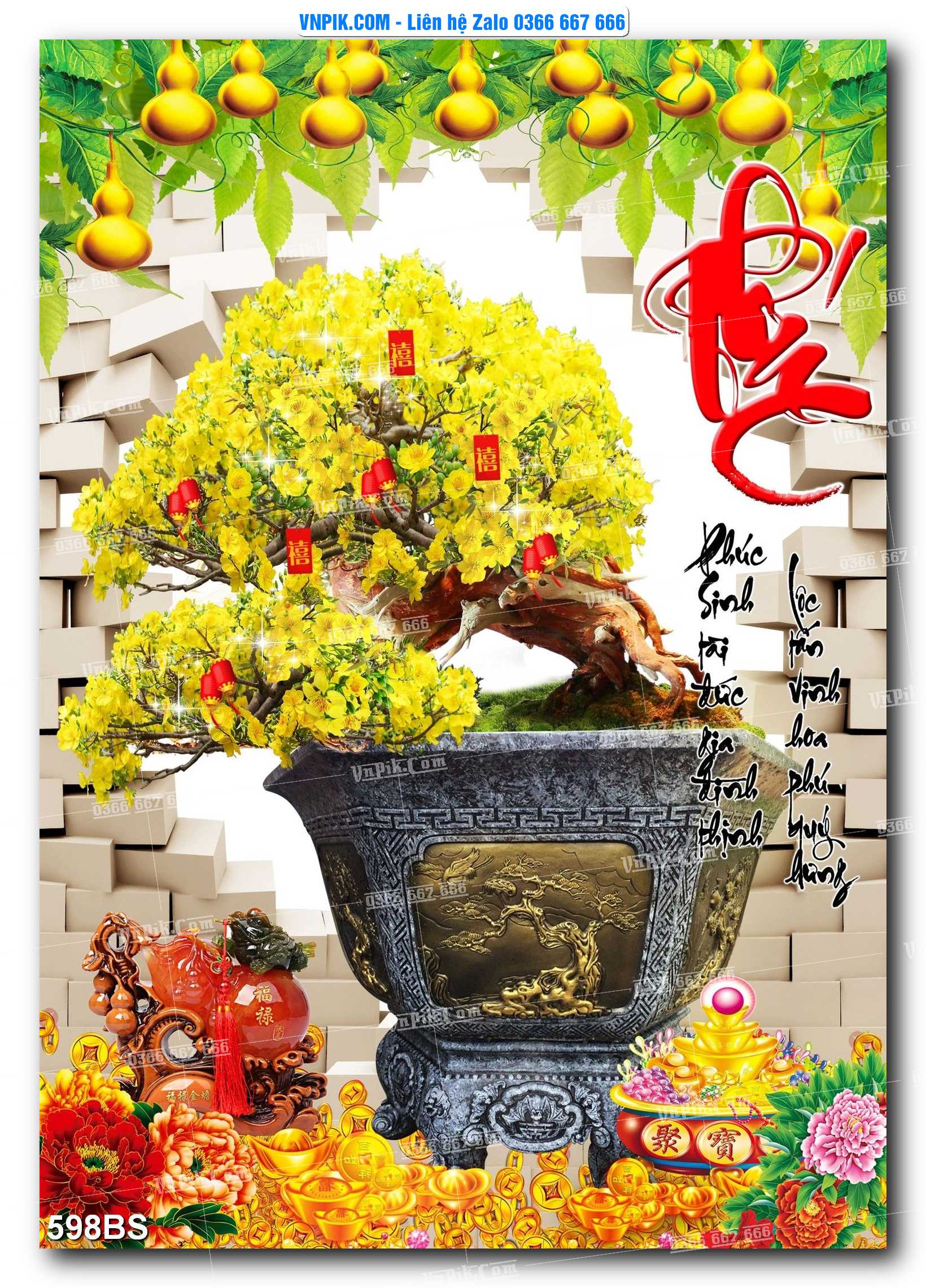 File PSD Tranh Bon Sai Cây Cảnh Trang Trí Siêu Đẹp Mã File 598BS