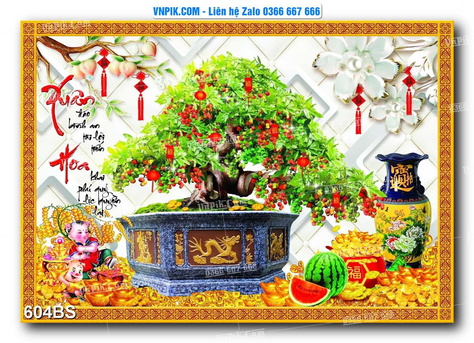 File PSD Tranh Bon Sai Cây Cảnh Trang Trí Siêu Đẹp Mã File 604BS