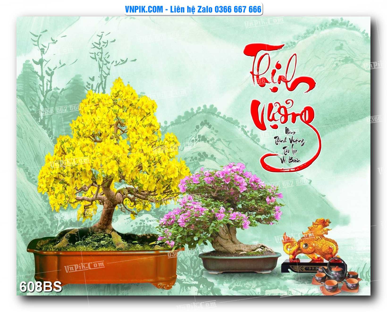 File PSD Tranh Bon Sai Cây Cảnh Trang Trí Siêu Đẹp Mã File 608BS