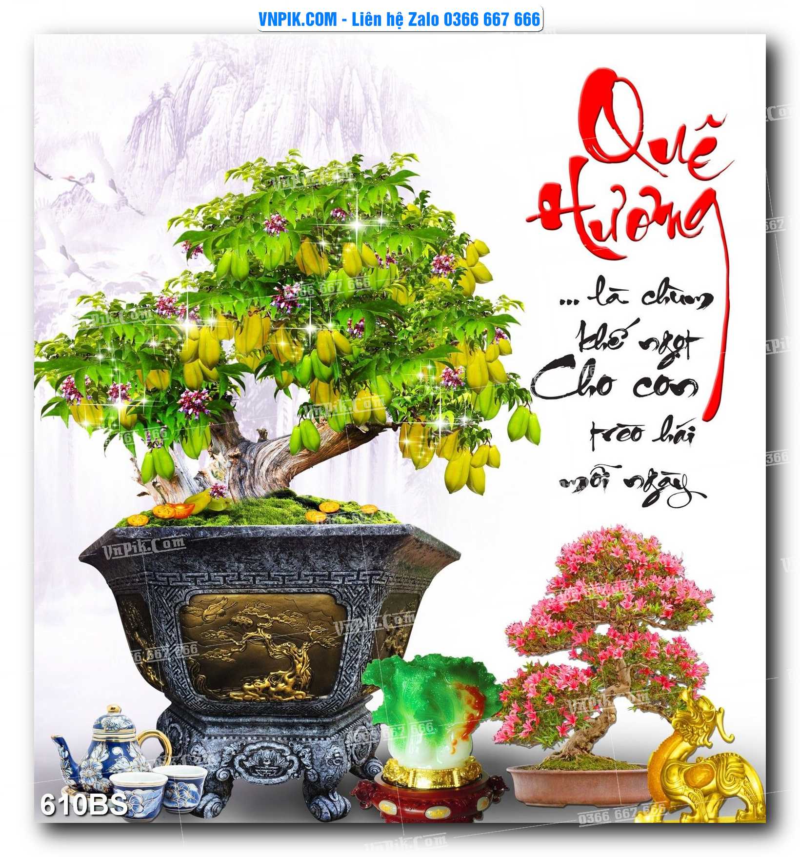 File PSD Tranh Bon Sai Cây Cảnh Trang Trí Siêu Đẹp Mã File 610BS