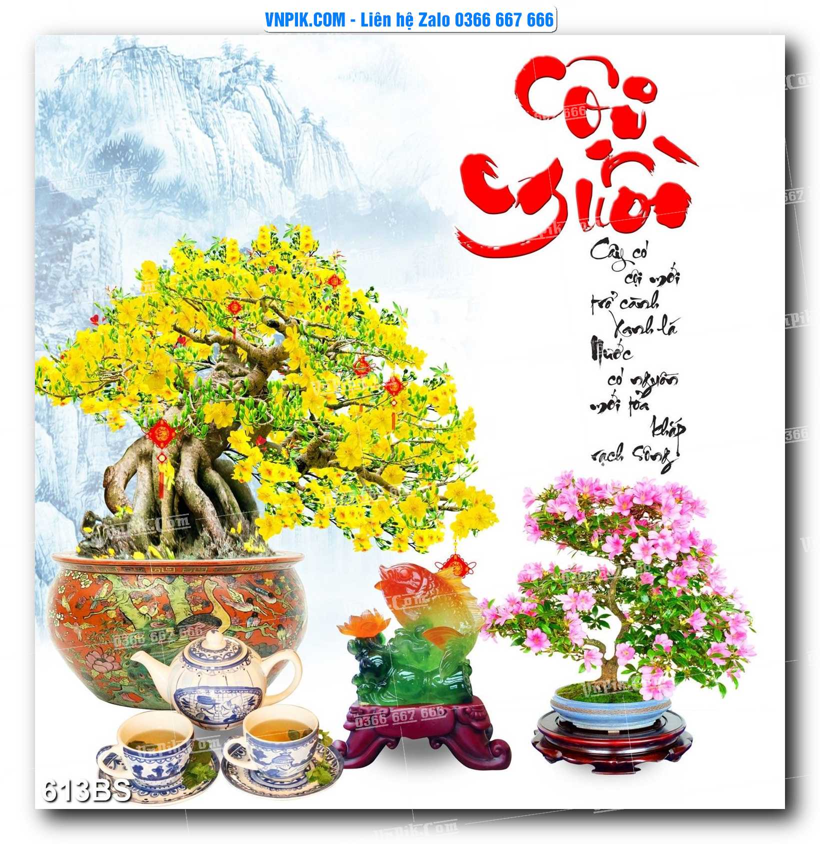 File PSD Tranh Bon Sai Cây Cảnh Trang Trí Siêu Đẹp Mã File 613BS