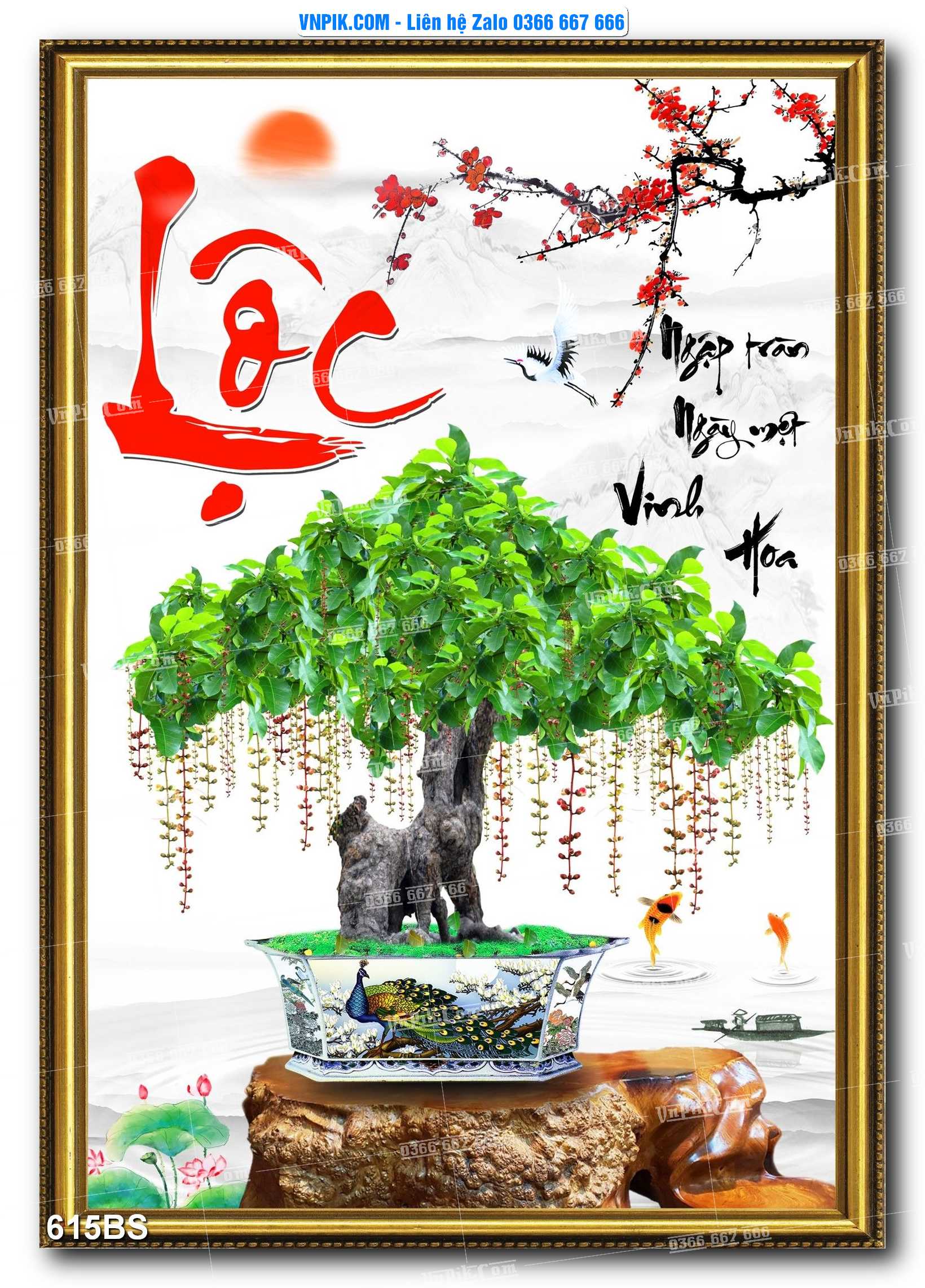 File PSD Tranh Bon Sai Cây Cảnh Trang Trí Siêu Đẹp Mã File 615BS